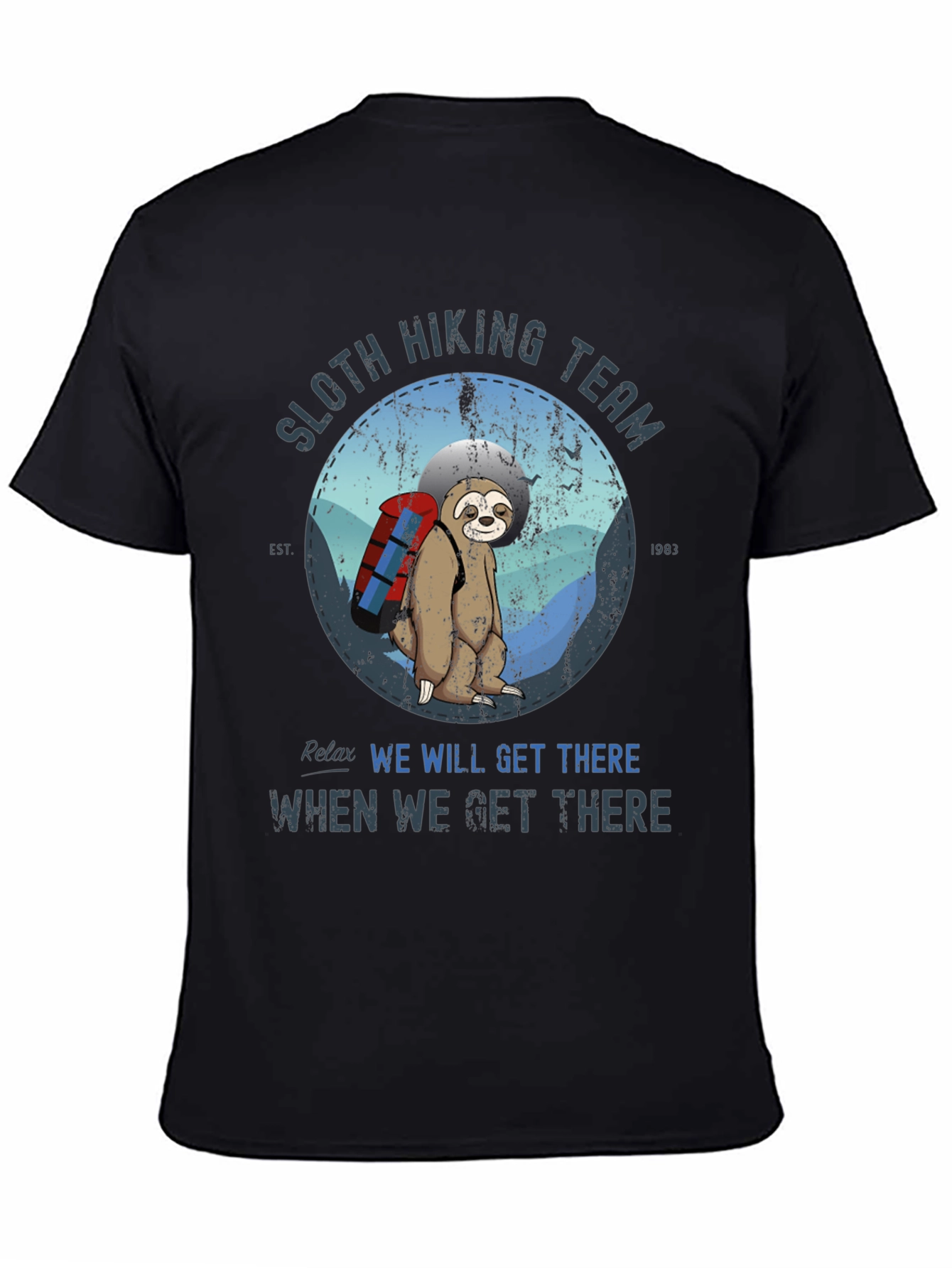 Black Sloth Hiking Team T-Shirt - Relaxed Hiking Apparel view 4