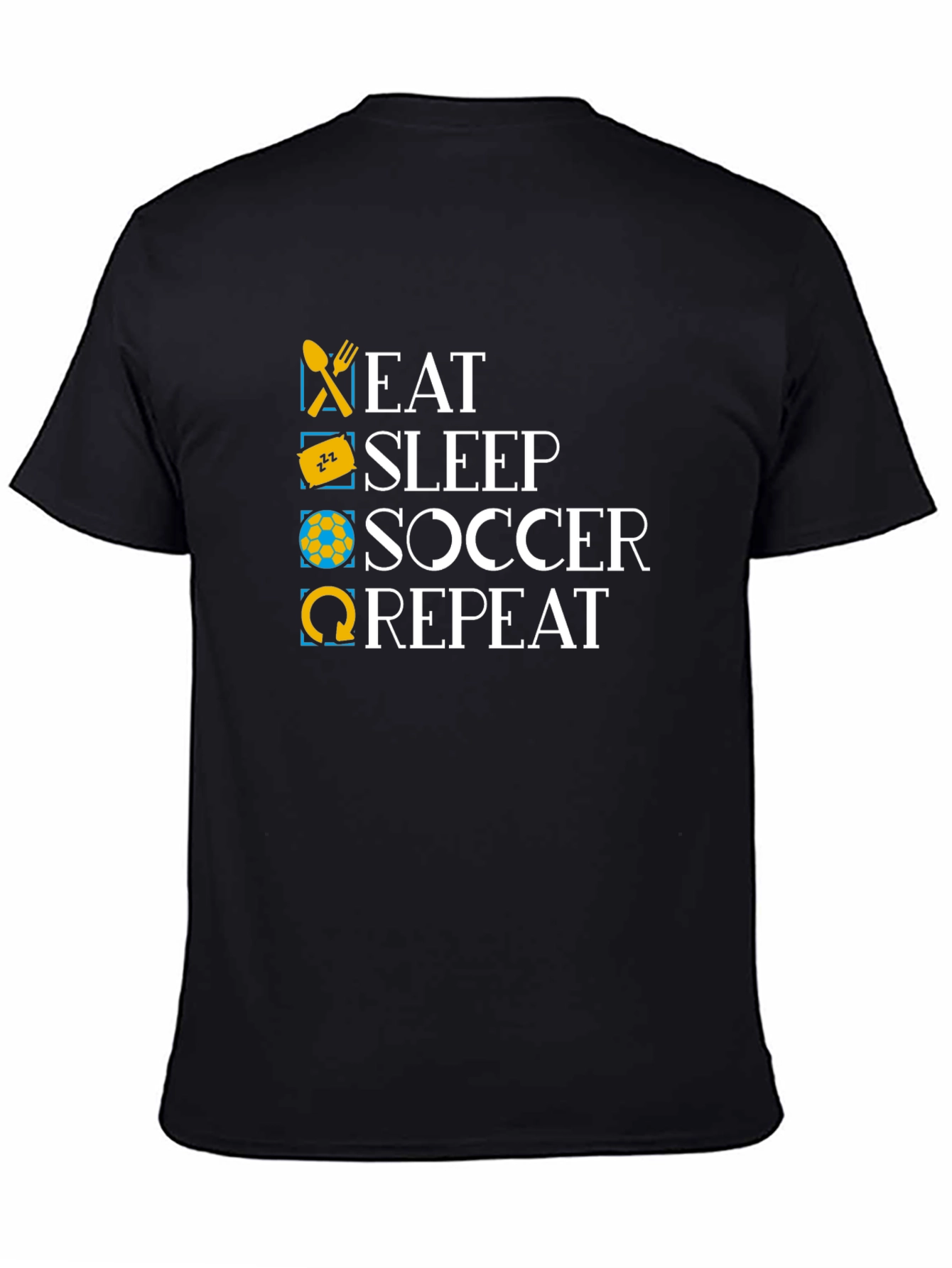 Black Eat Sleep Soccer Repeat Graphic T-Shirt view 4