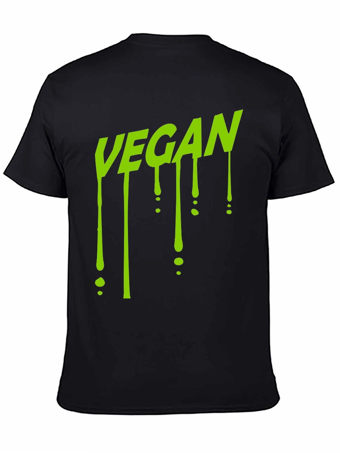 Black Vegan Drip T-Shirt - Black Crew Neck view 4