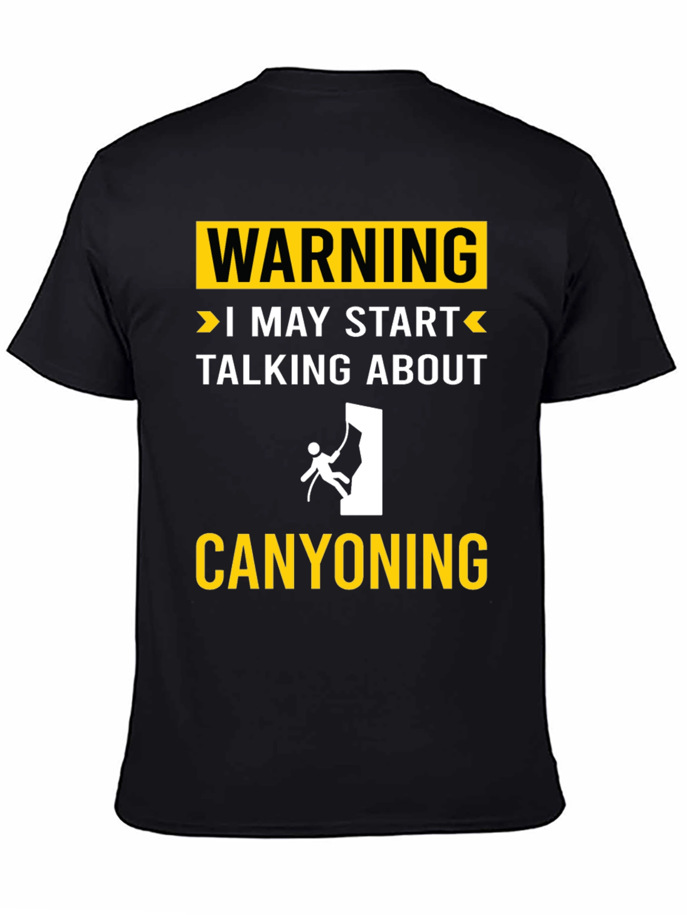 Black Canyoning Warning T-Shirt - Funny Adventure Tee view 4