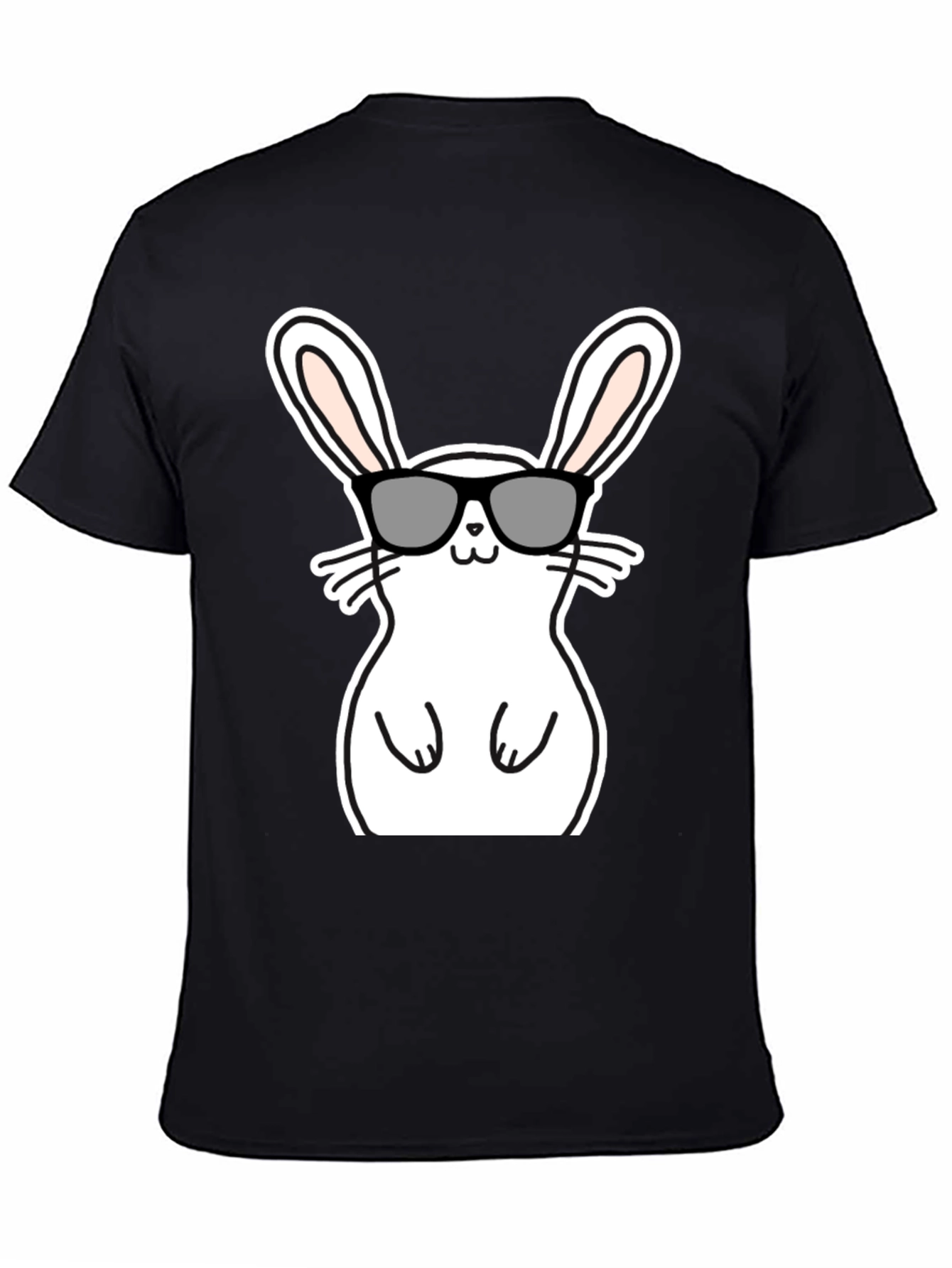 Black Cool Bunny Graphic Tee - Black Cotton Blend view 4