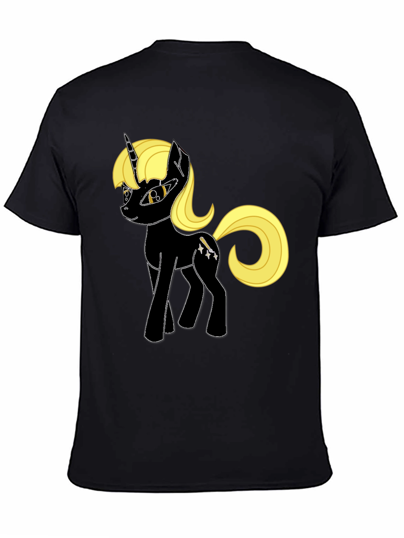 Black Unicorn Graphic Tee - Black Cotton Blend, Unique Design view 4