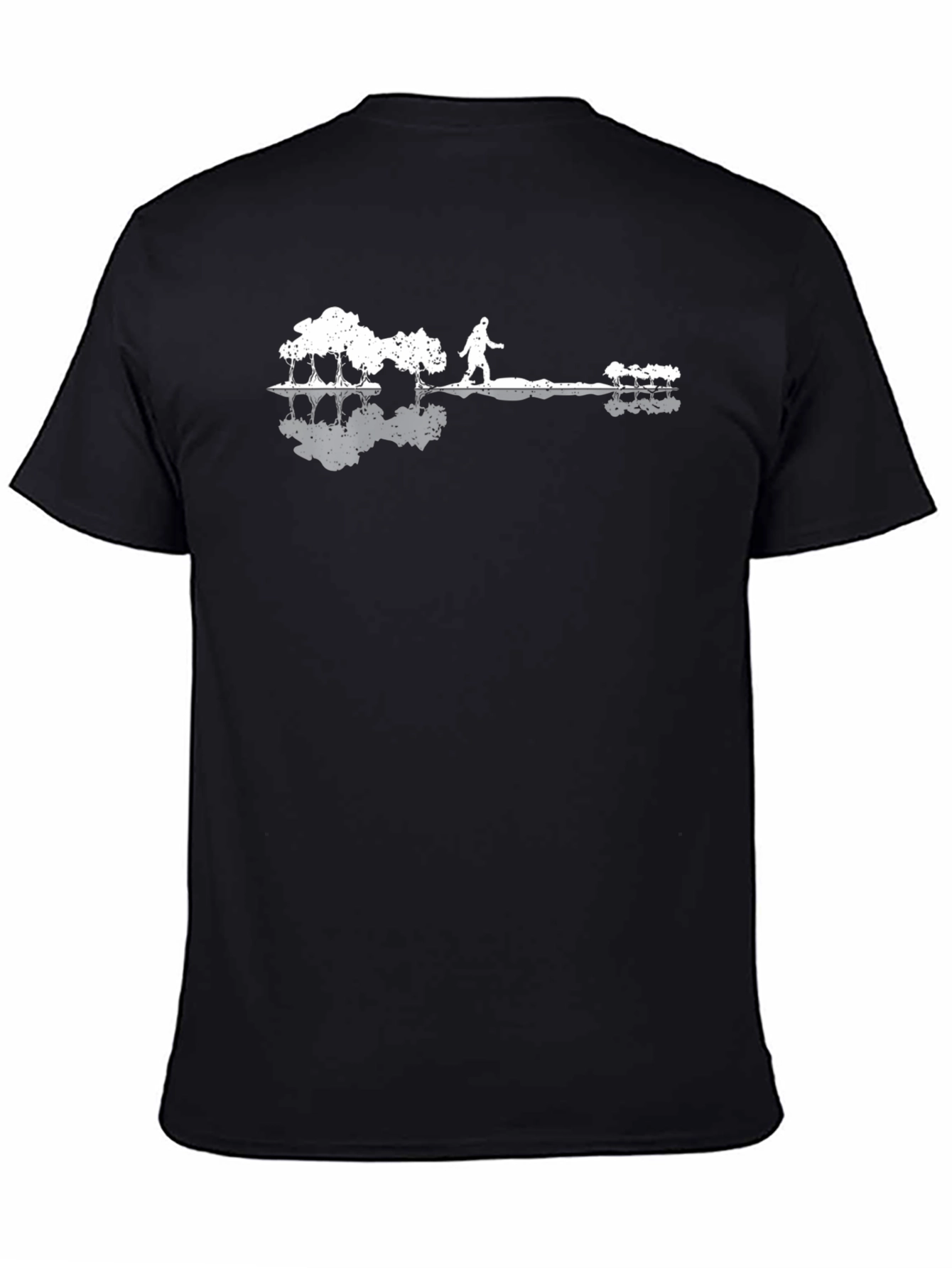 Black Nature Guitar Scene Men's Black T-Shirt view 4