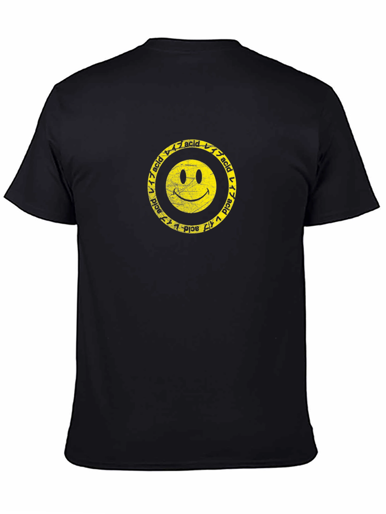 Black Acid Smiley Face Graphic Tee - Retro Style view 4