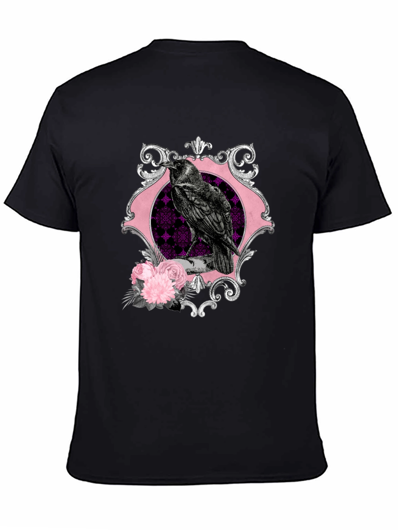 Black Raven & Roses Graphic Tee - Gothic Style view 4