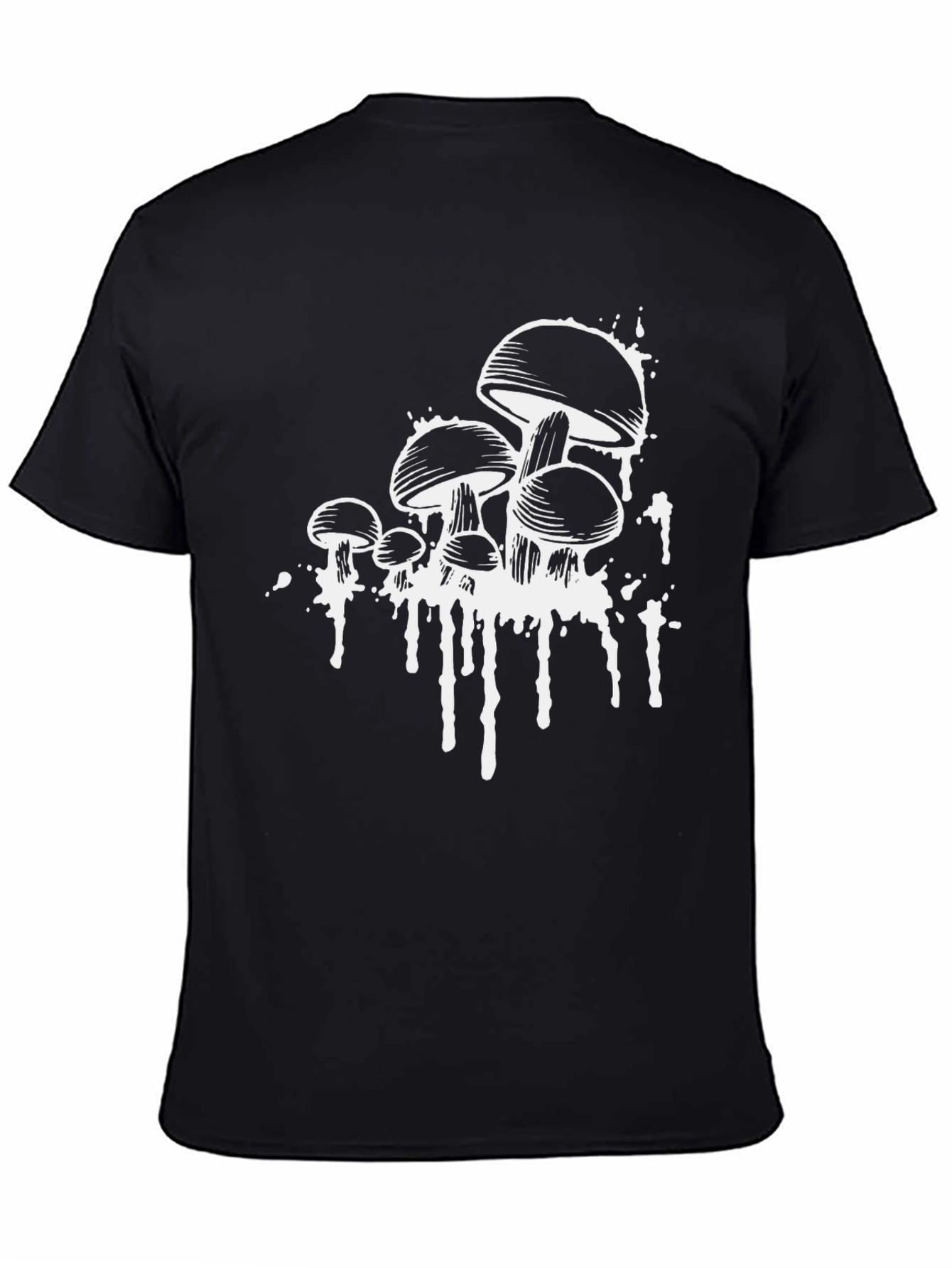 Black Mushroom Graphic Tee - Black Cotton Blend view 4