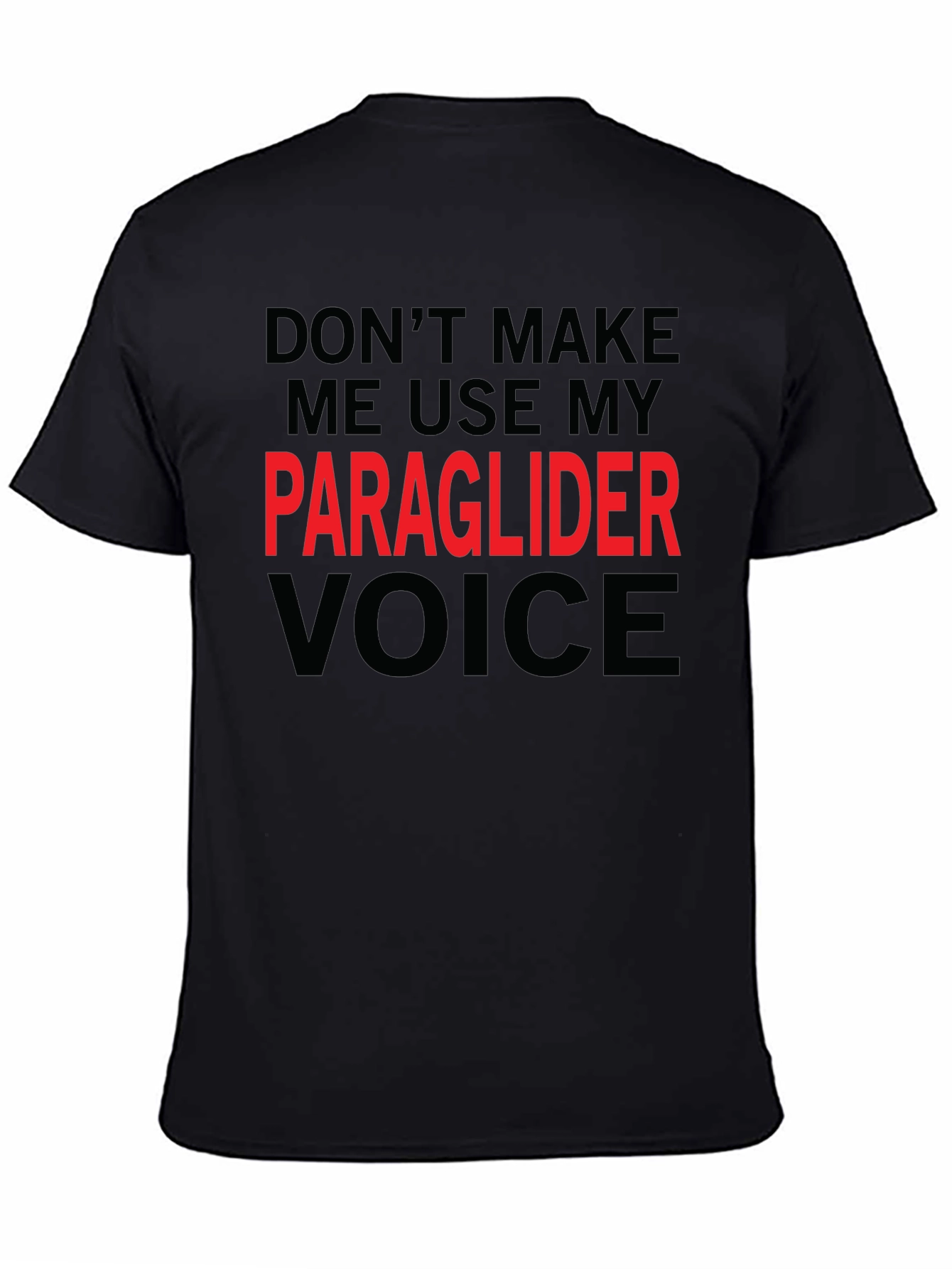Black Paraglider Voice T-Shirt - Funny Aviation Tee view 4