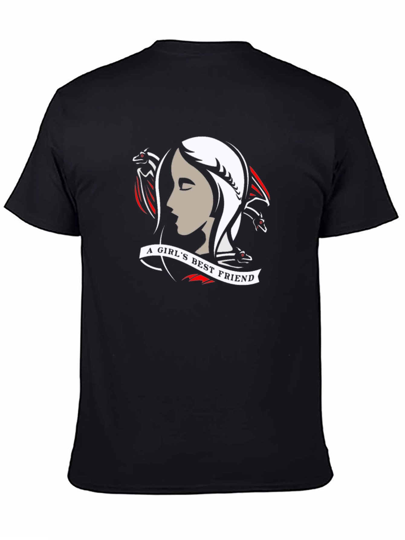 Black A Girl's Best Friend T-Shirt - Dragon Lover Tee view 4