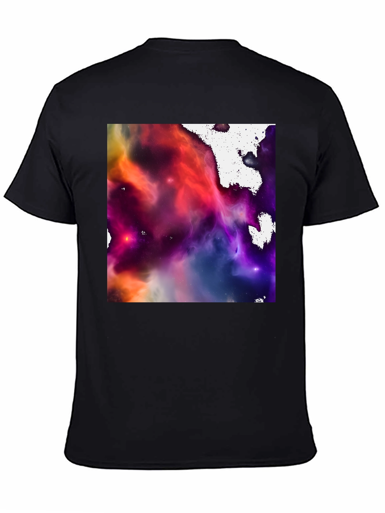 Black Nebula Print Black Crew Neck T-Shirt view 4