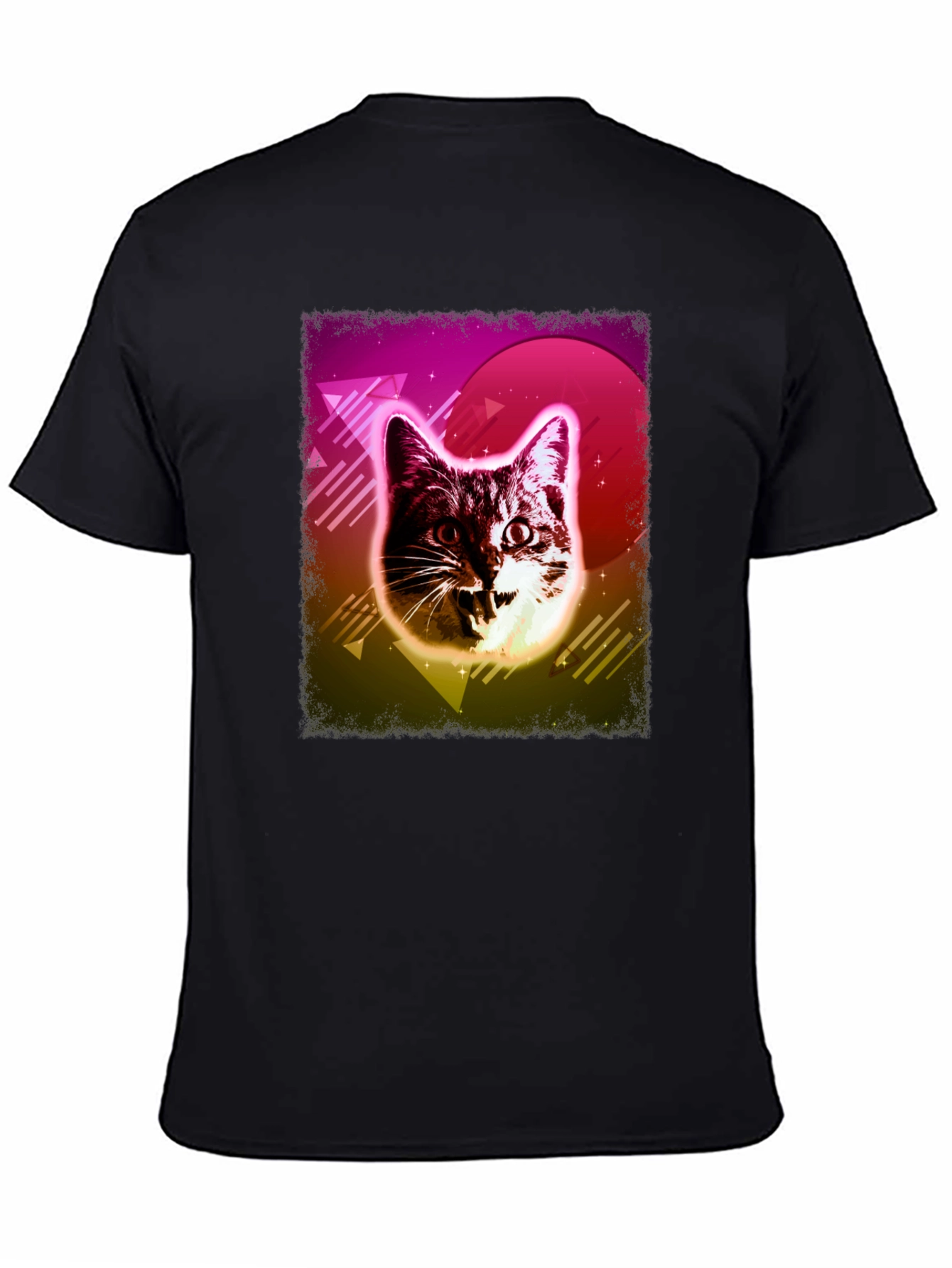 Black Retro Cat Graphic Tee - Black view 4