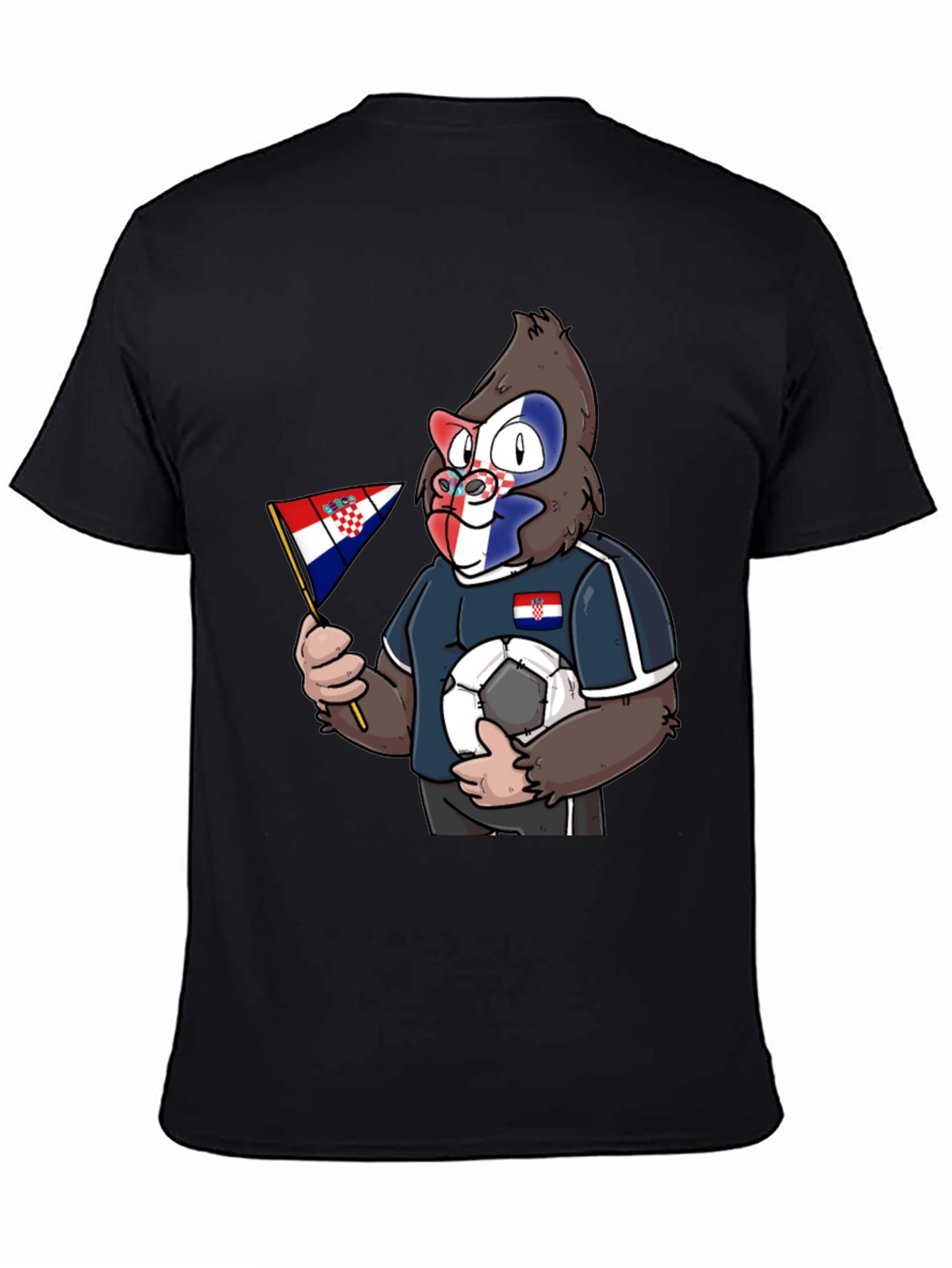Black Croatian Soccer Gorilla Black T-Shirt view 4