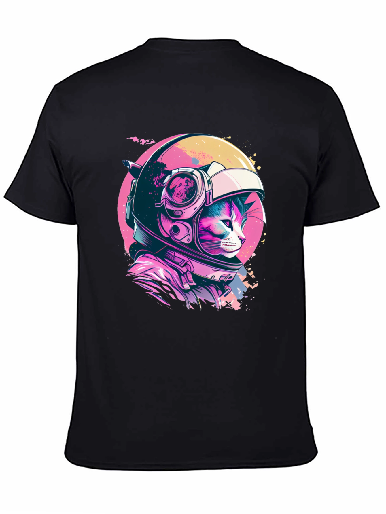 Black Cosmic Cat T-Shirt - Astronaut Kitten in Space! view 4