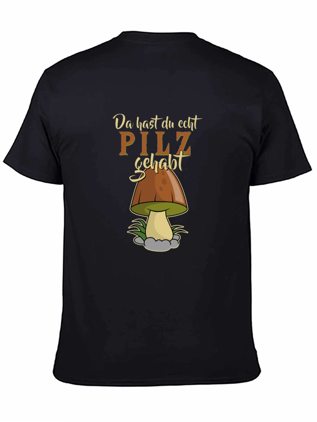 Black Funny "Pilz Gehabt" Mushroom Graphic Tee view 4