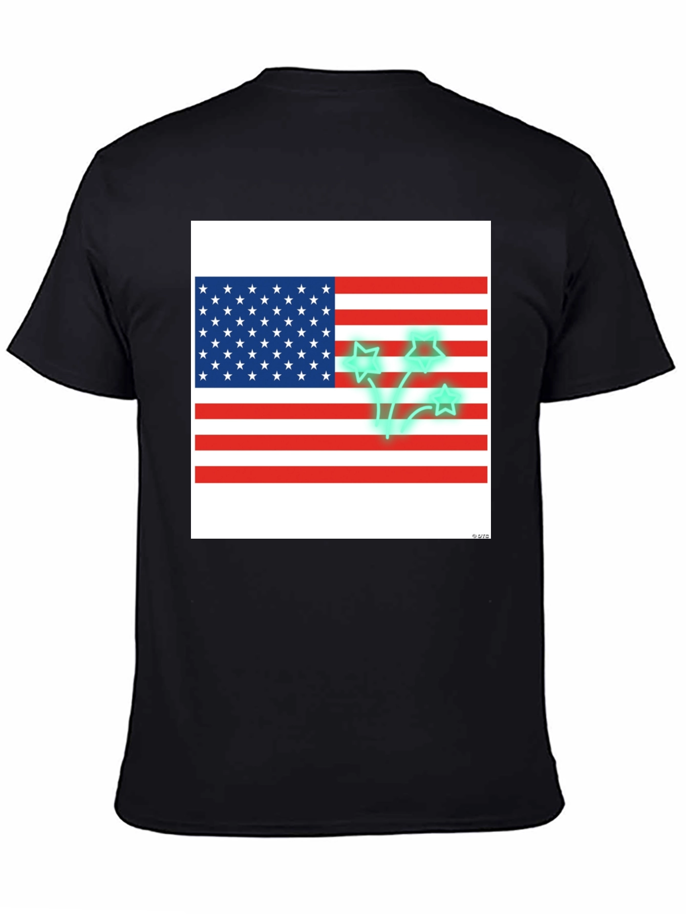 Black American Flag Stars Graphic T-Shirt view 4