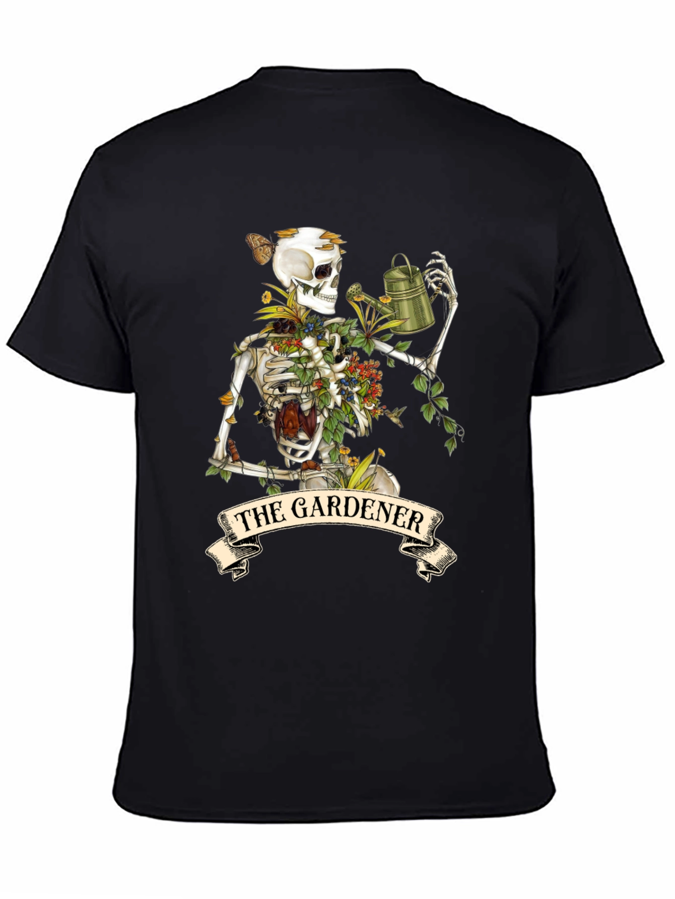 Black The Gardener Skeleton Graphic Tee - Unique Style view 4