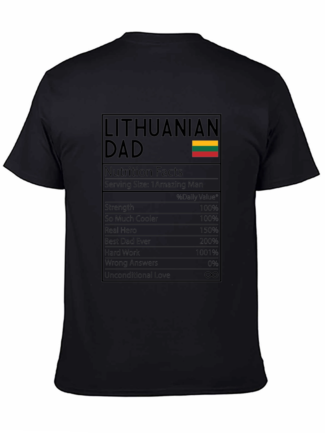Lithuanian Dad Nutrition Facts T-Shirt - 4