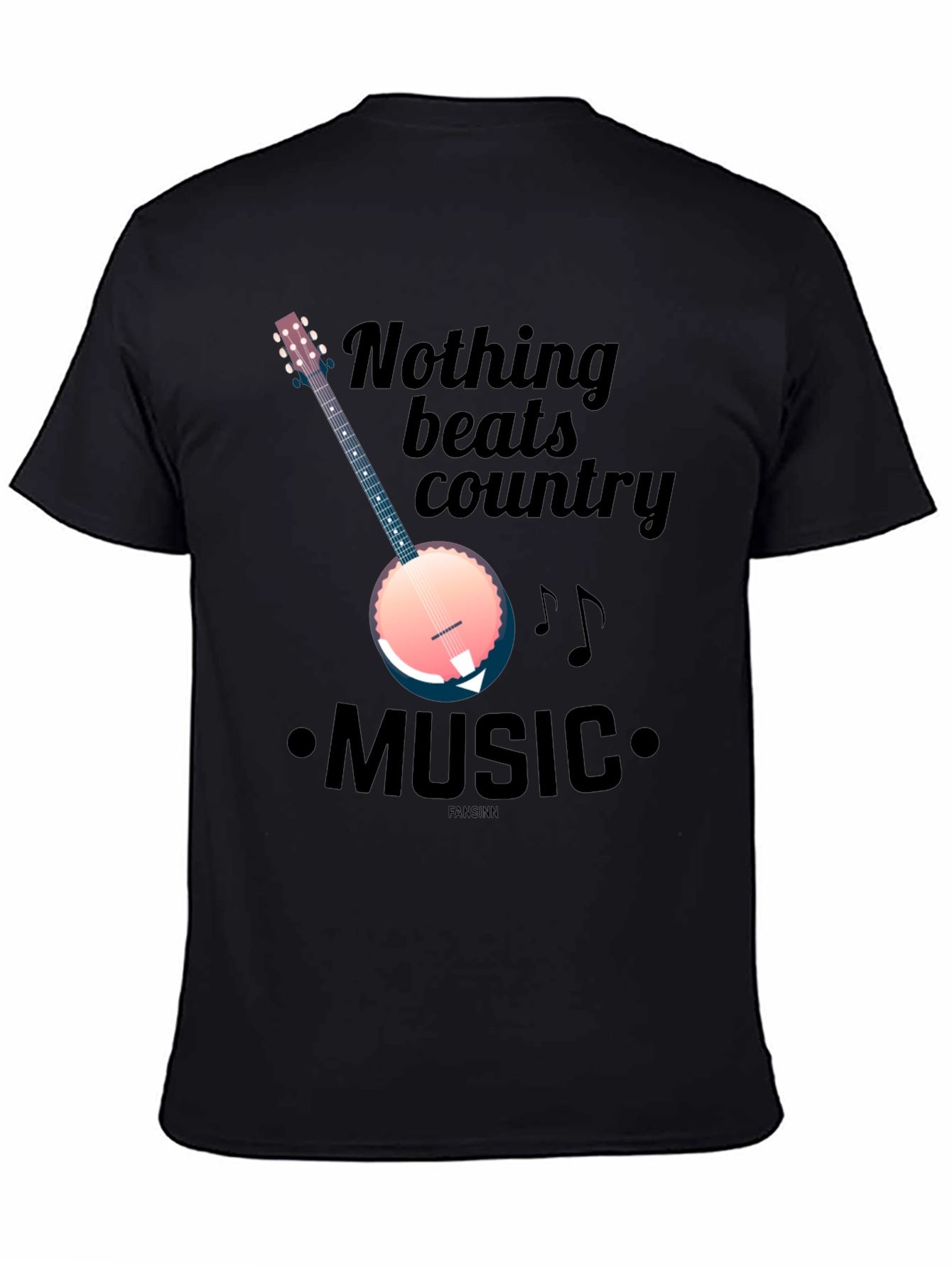 Black Country Music Banjo Graphic T-Shirt view 4