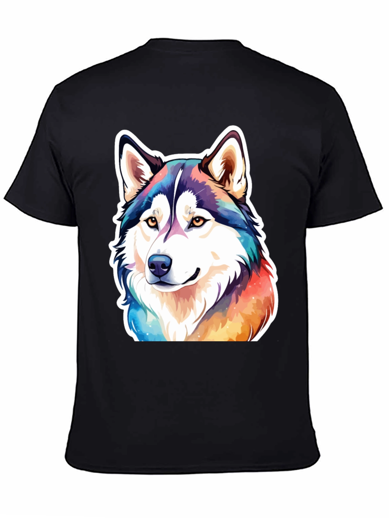 Black Husky Dog Colorful T-Shirt view 4