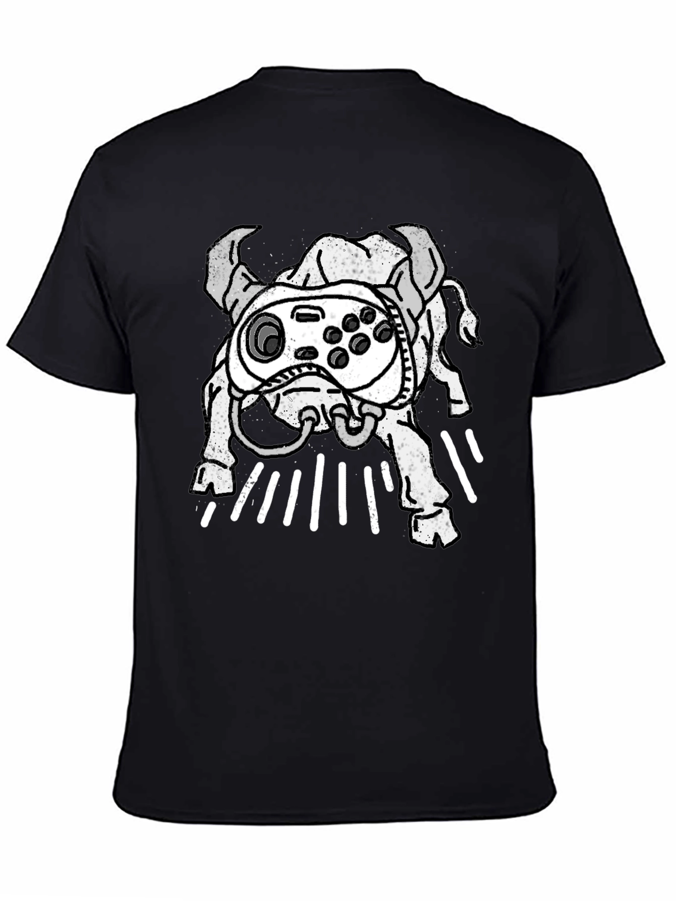 Black Gamer Bull Graphic Tee - Black Cotton Blend T-Shirt view 4