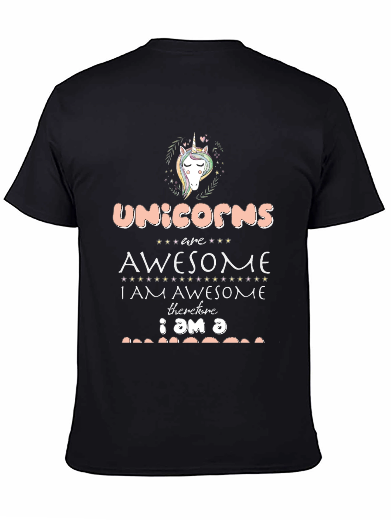Black Unicorns are Awesome Black T-Shirt view 4