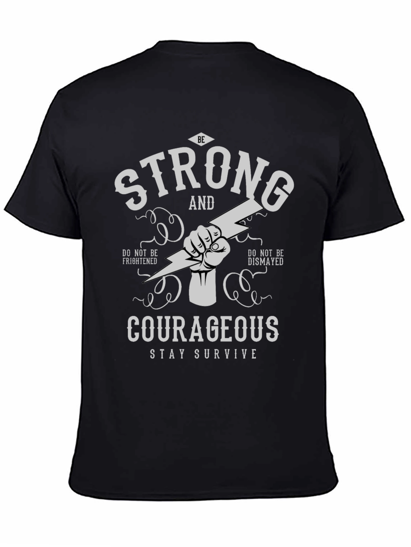Black Be Strong and Courageous Graphic T-Shirt view 4