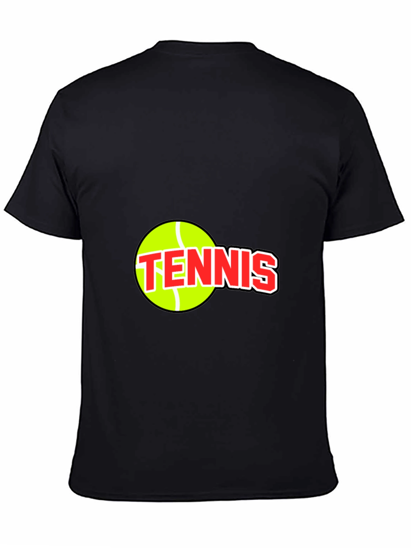 Black Tennis Ball Graphic Tee - Black Cotton T-Shirt view 4