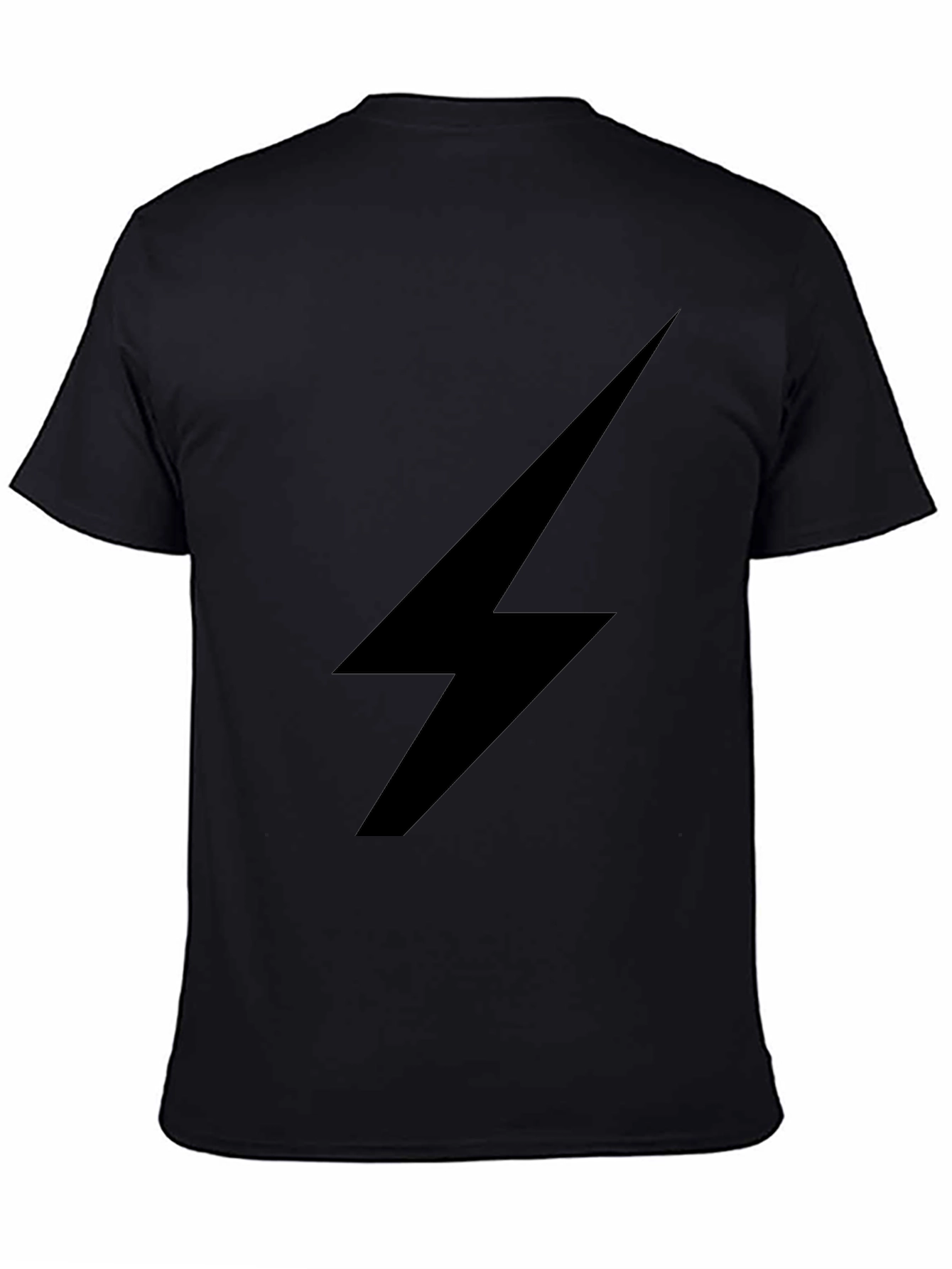 Black Black T-Shirt with Lightning Bolt Design view 4