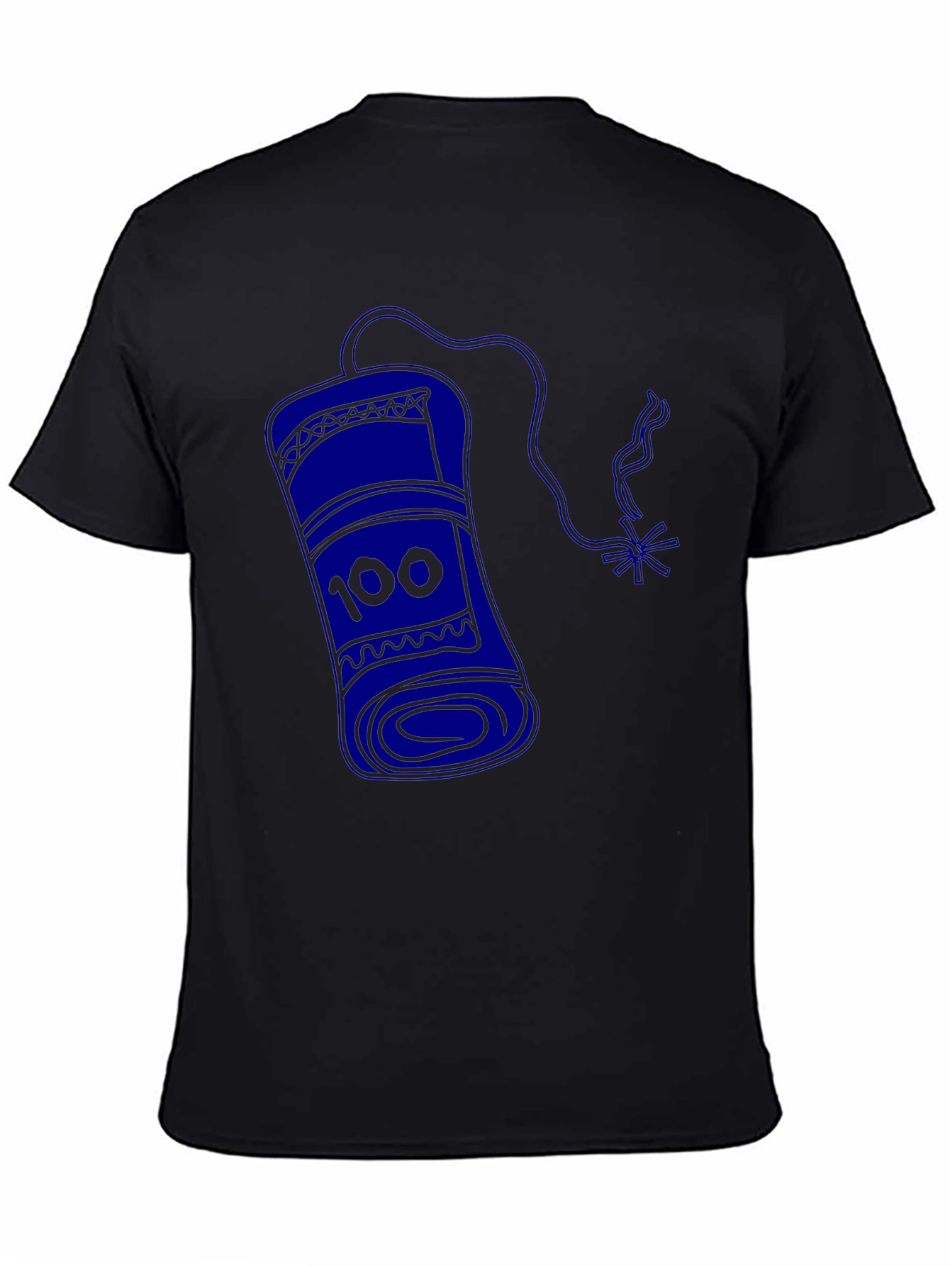 Black Men's Black T-Shirt with Blue Dynamite Graphic view 4
