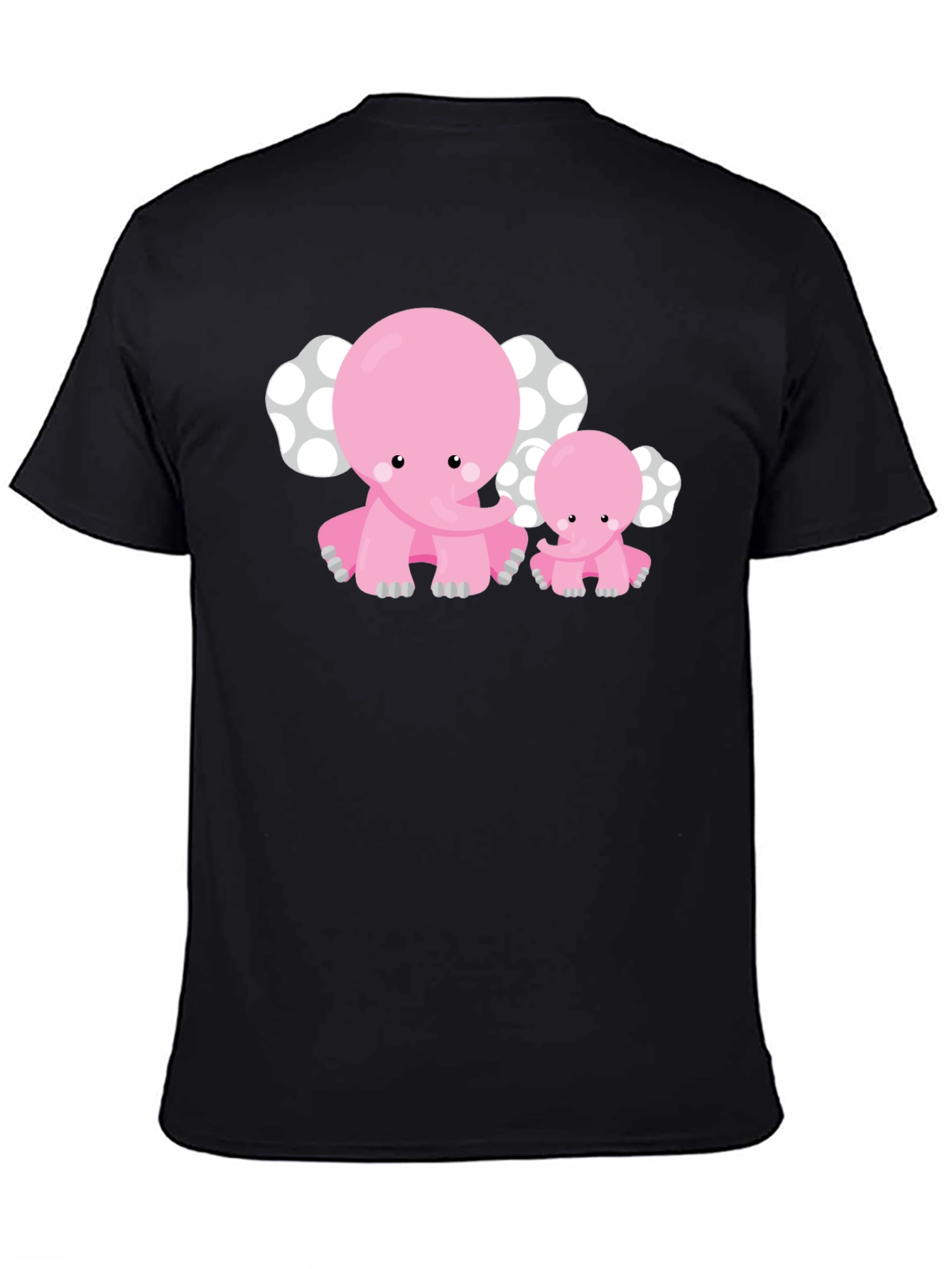 Black Cute Pink Elephant Graphic Tee view 4
