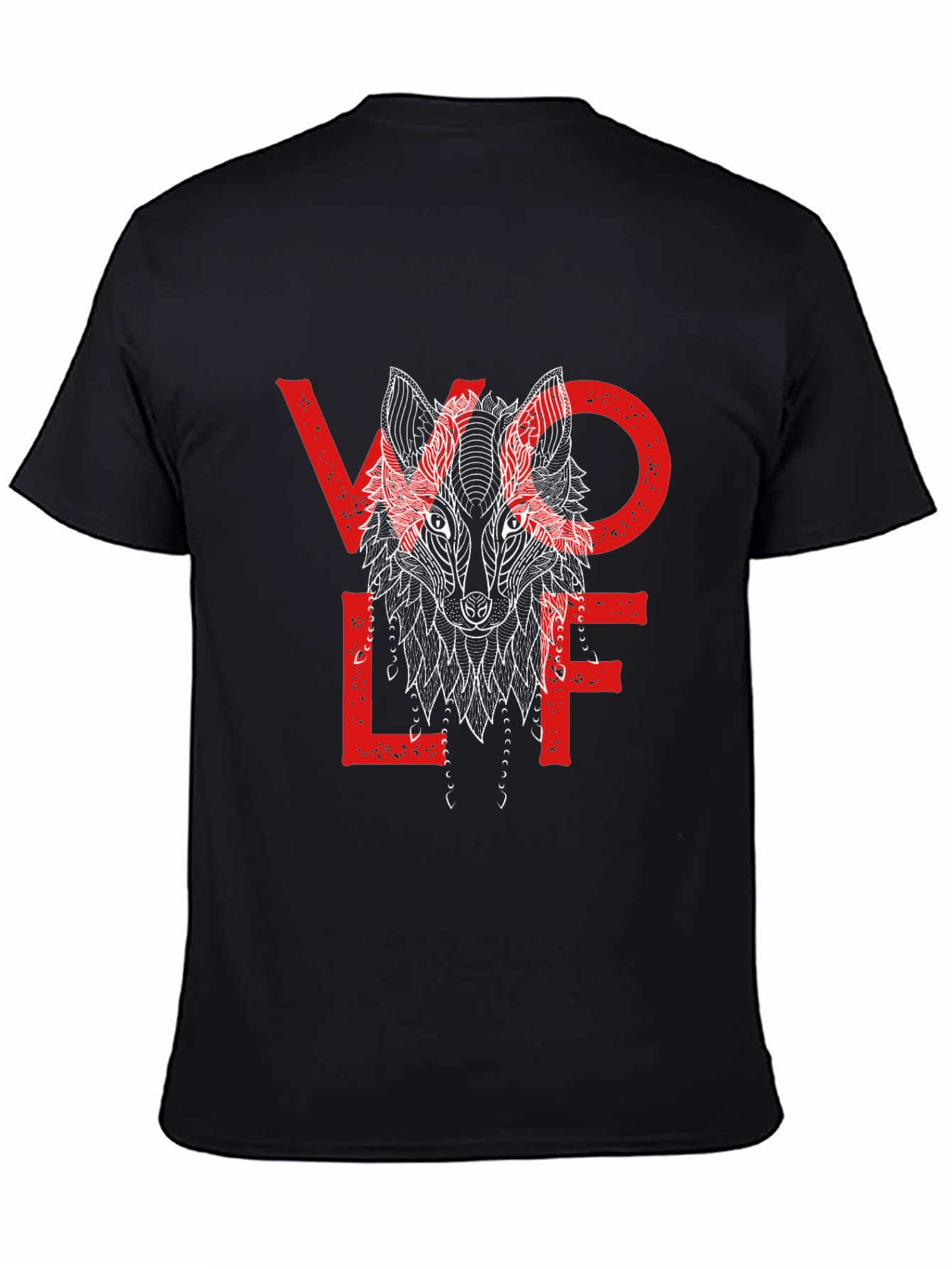 Black Wolf Graphic Print Black Tee view 4