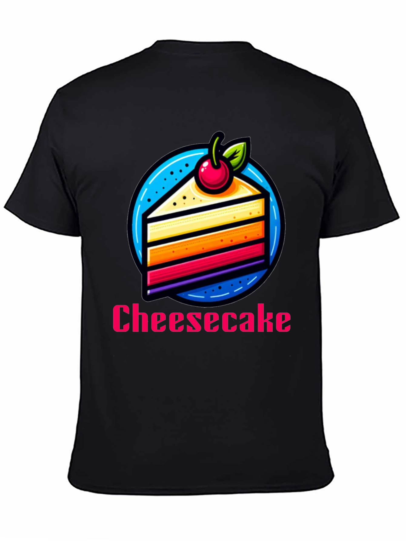 Black Cheesecake Slice Graphic T-Shirt - Fun Dessert Tee view 4
