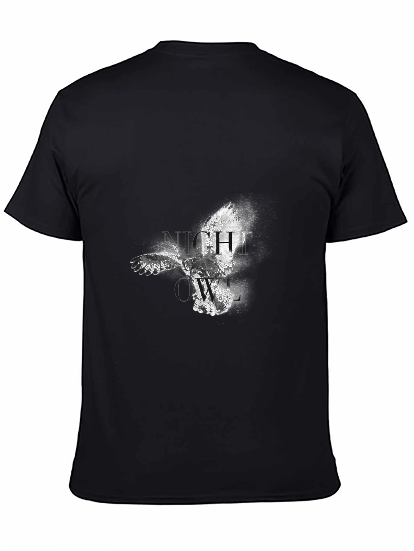 Black Night Owl Graphic Black T-Shirt view 4
