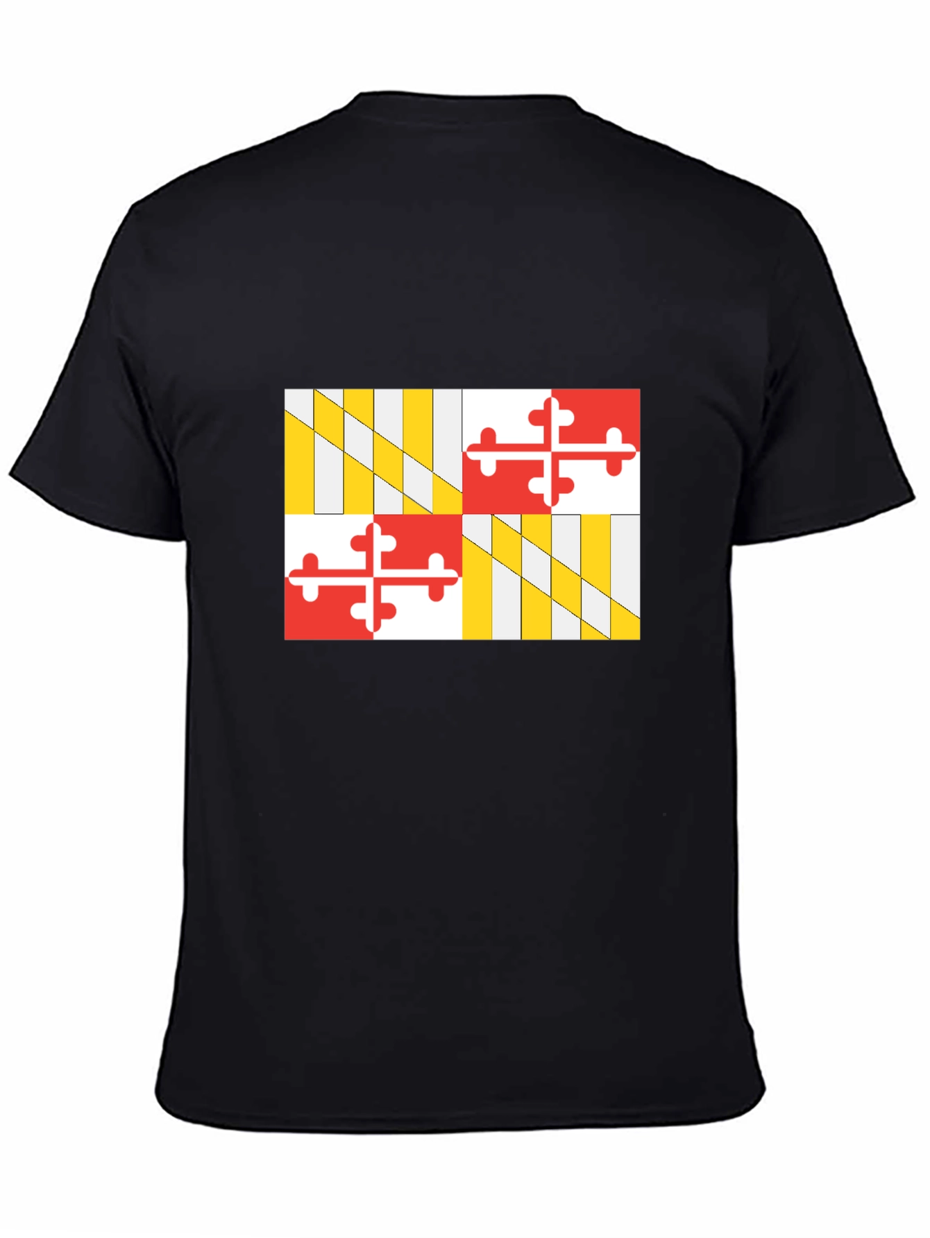 Black Maryland Flag T-Shirt, Black Cotton Tee view 4