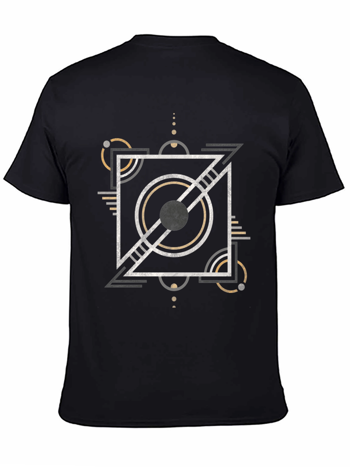 Black Geometric Pattern Black T-Shirt view 4