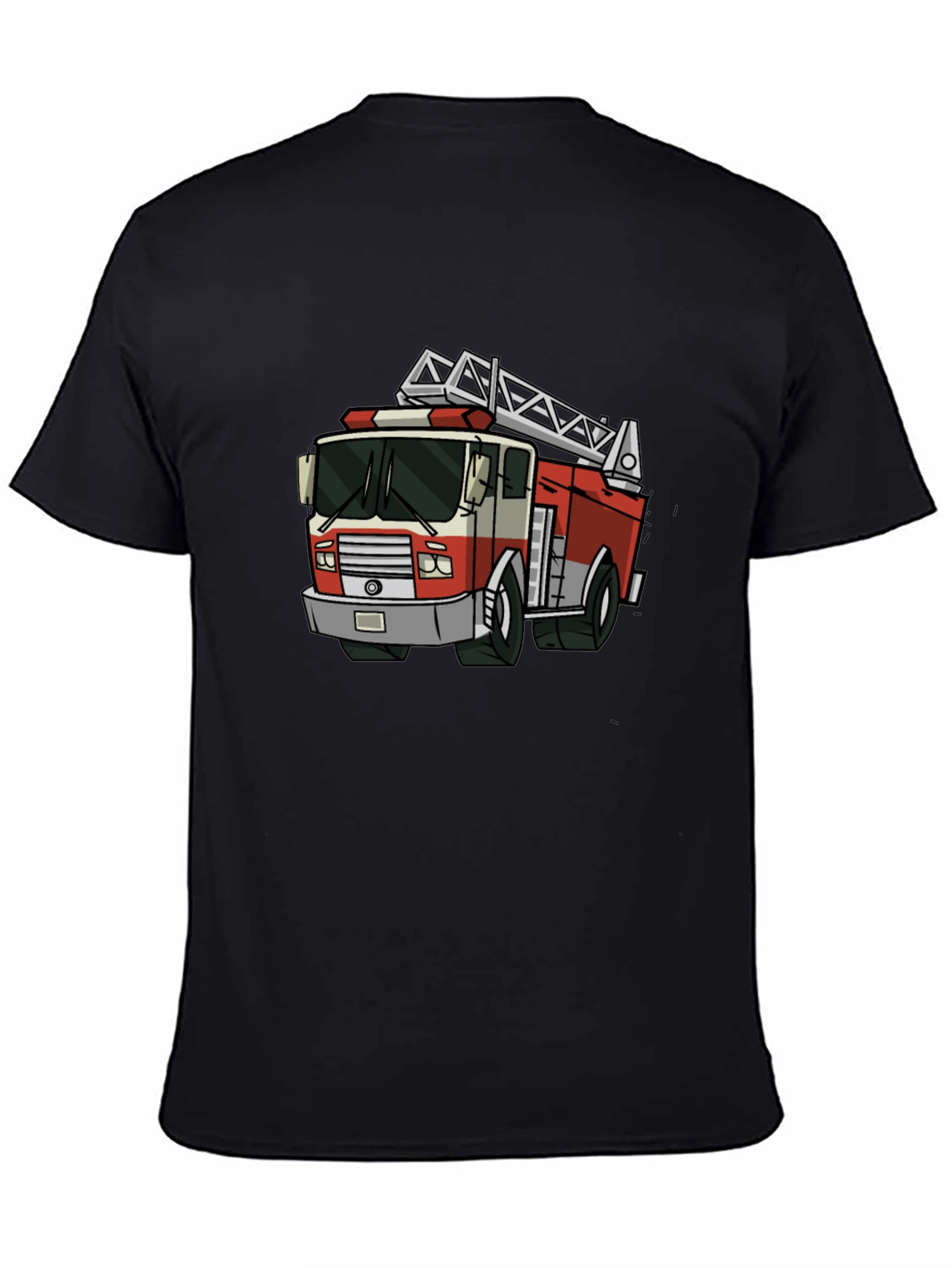 Black Fire Truck Graphic Tee - Cool Cartoon Design view 4