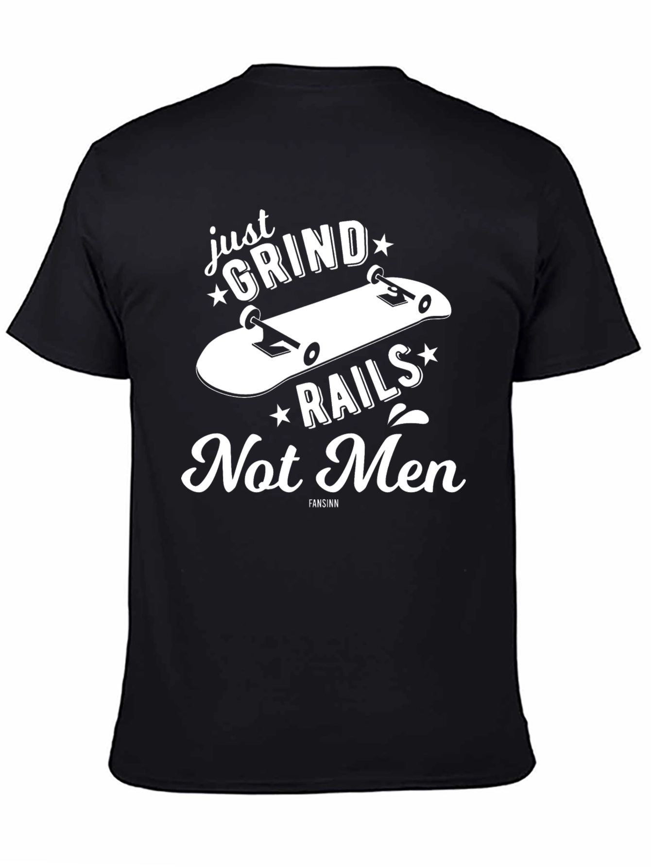 Black Grind Rails Not Men Skater Tee - Black Graphic T-Shirt view 4