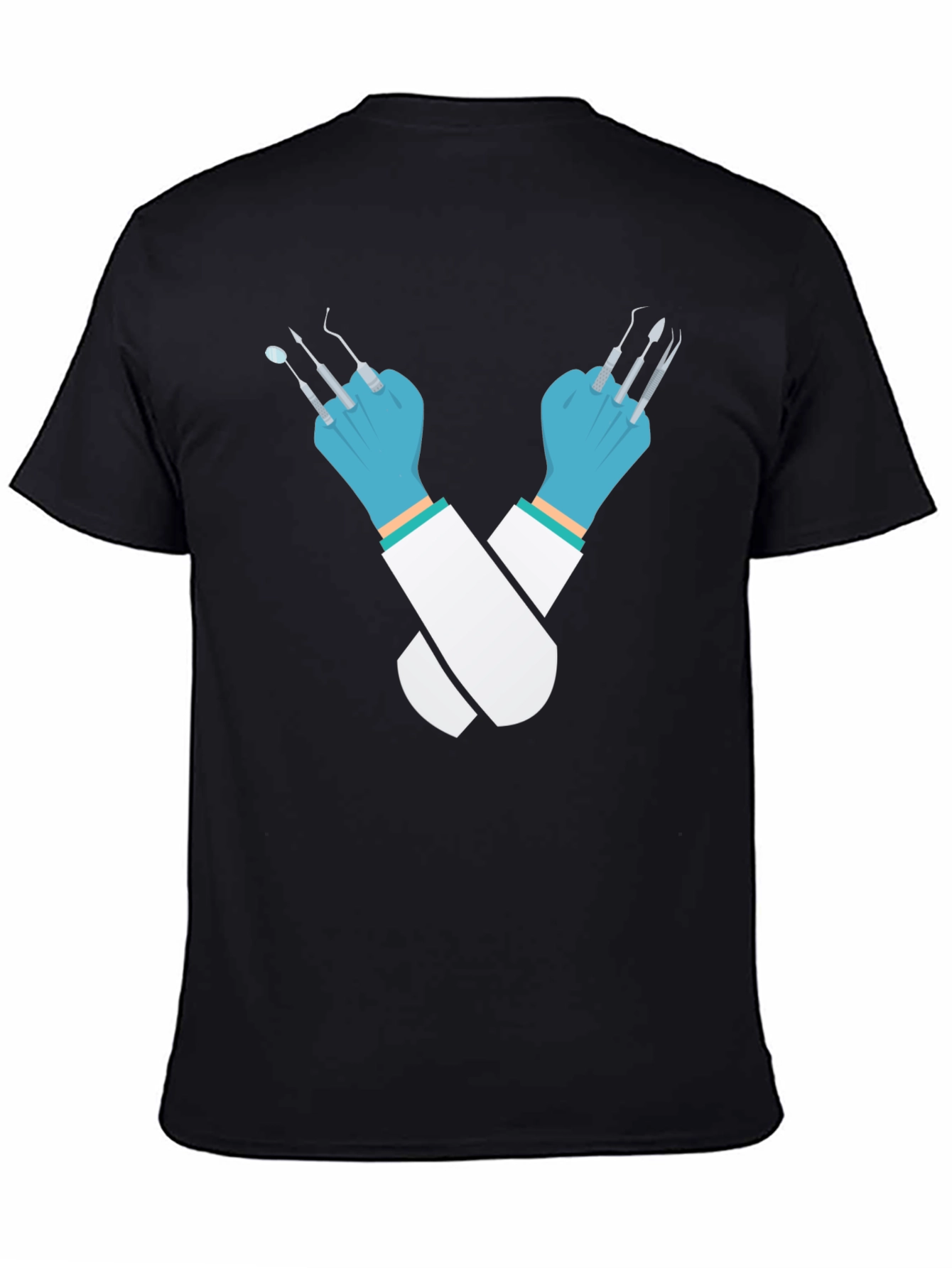 Black Dentist Tools Graphic Tee - Novelty T-Shirt view 4