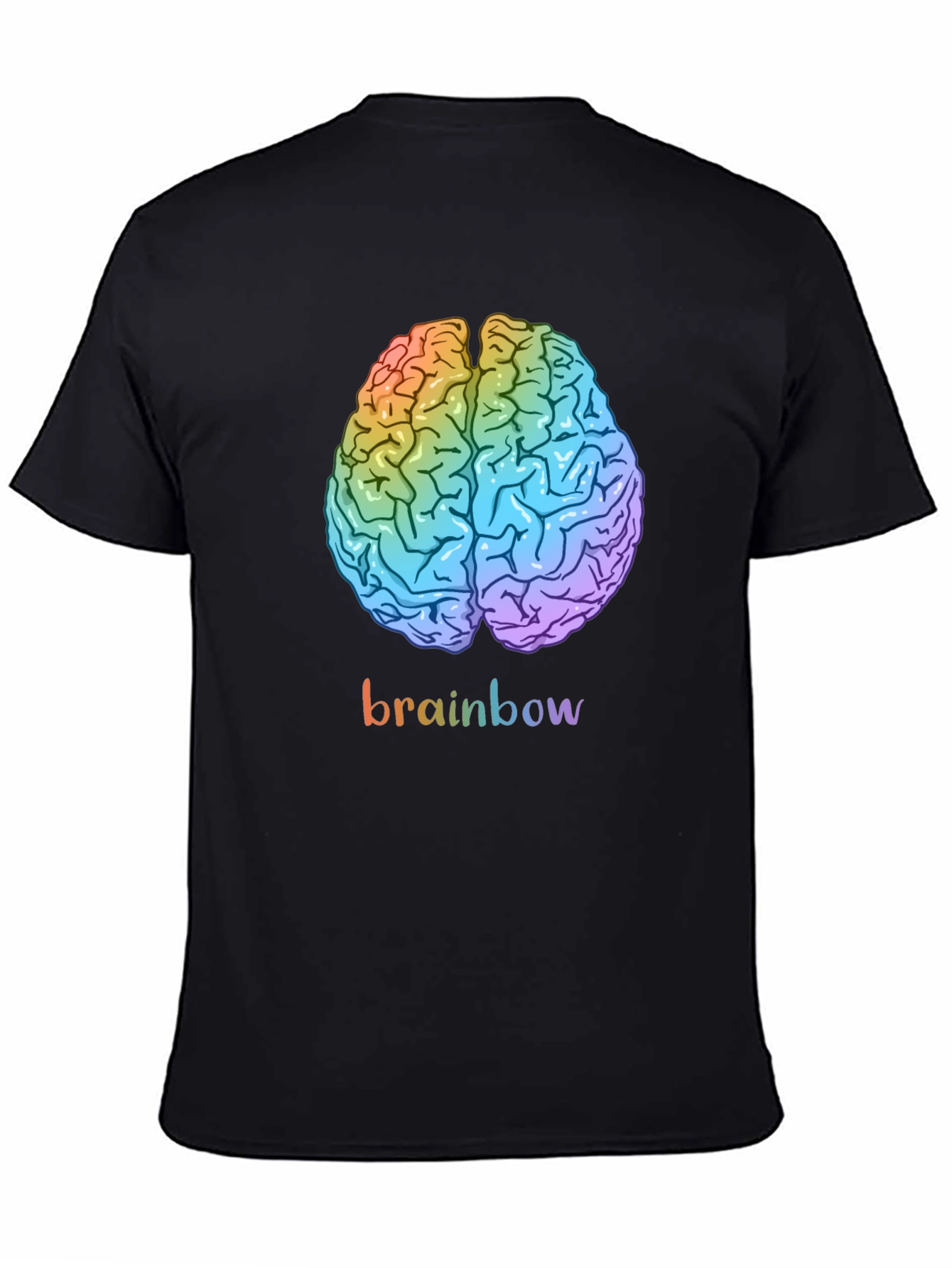Black Rainbow Brain Graphic Tee - Unisex Cotton T-Shirt view 4