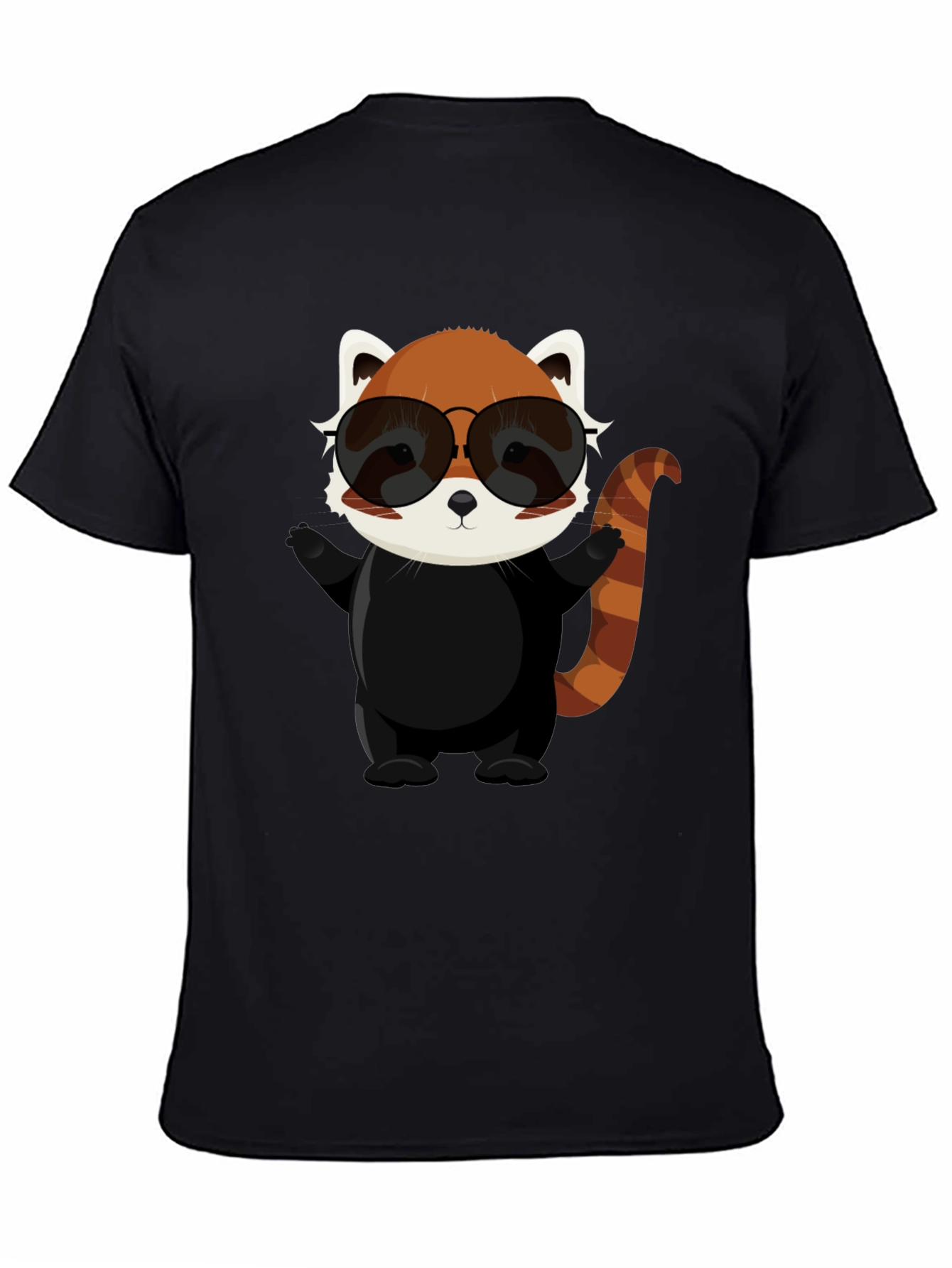 Black Cool Red Panda Graphic Tee view 4