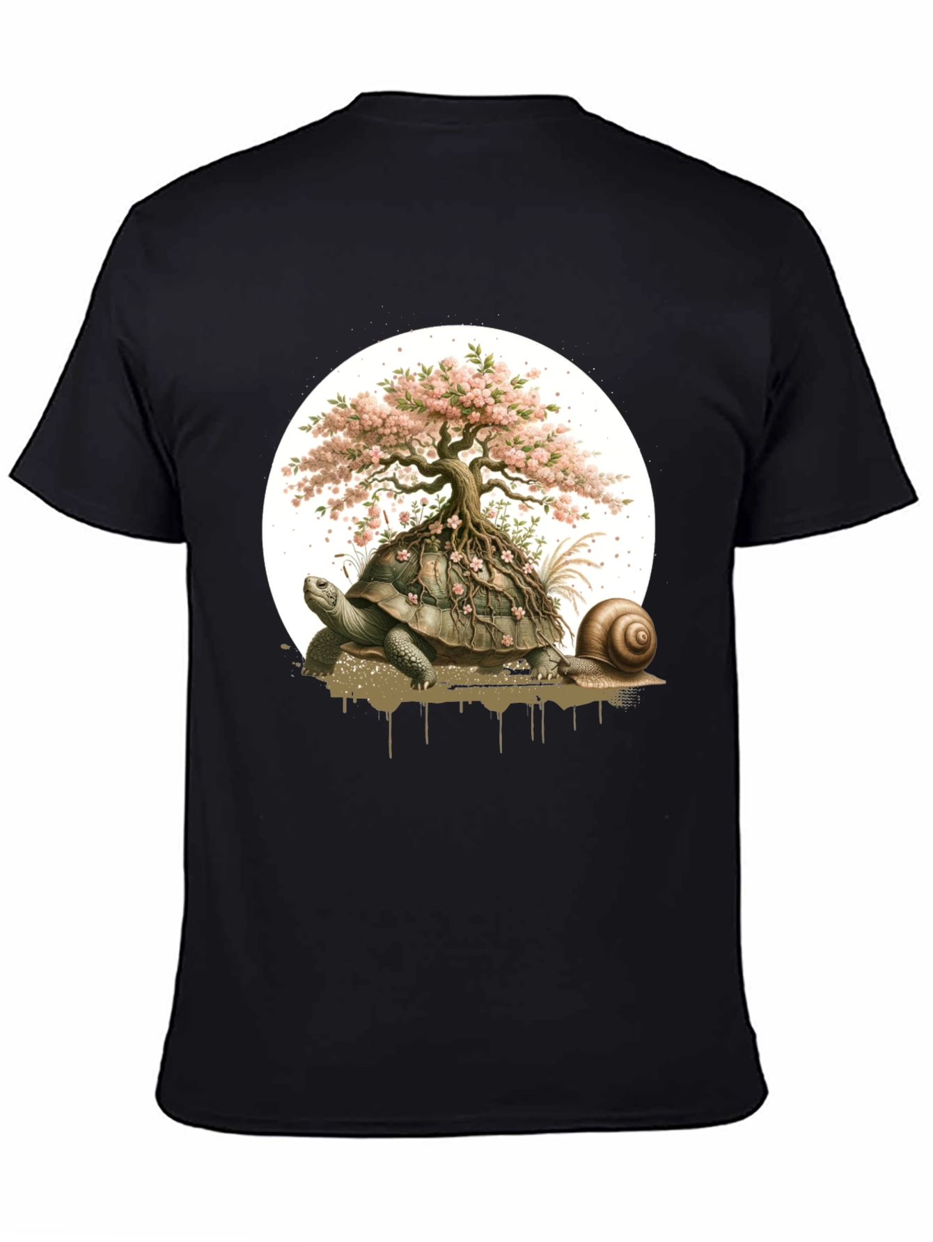 Black Turtle Bonsai Tree Graphic Tee - Unique Nature Design view 4