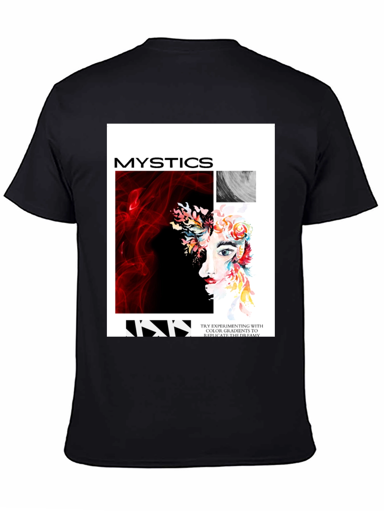 Black Mystics Graphic Print Tee - Unisex Black T-Shirt view 4