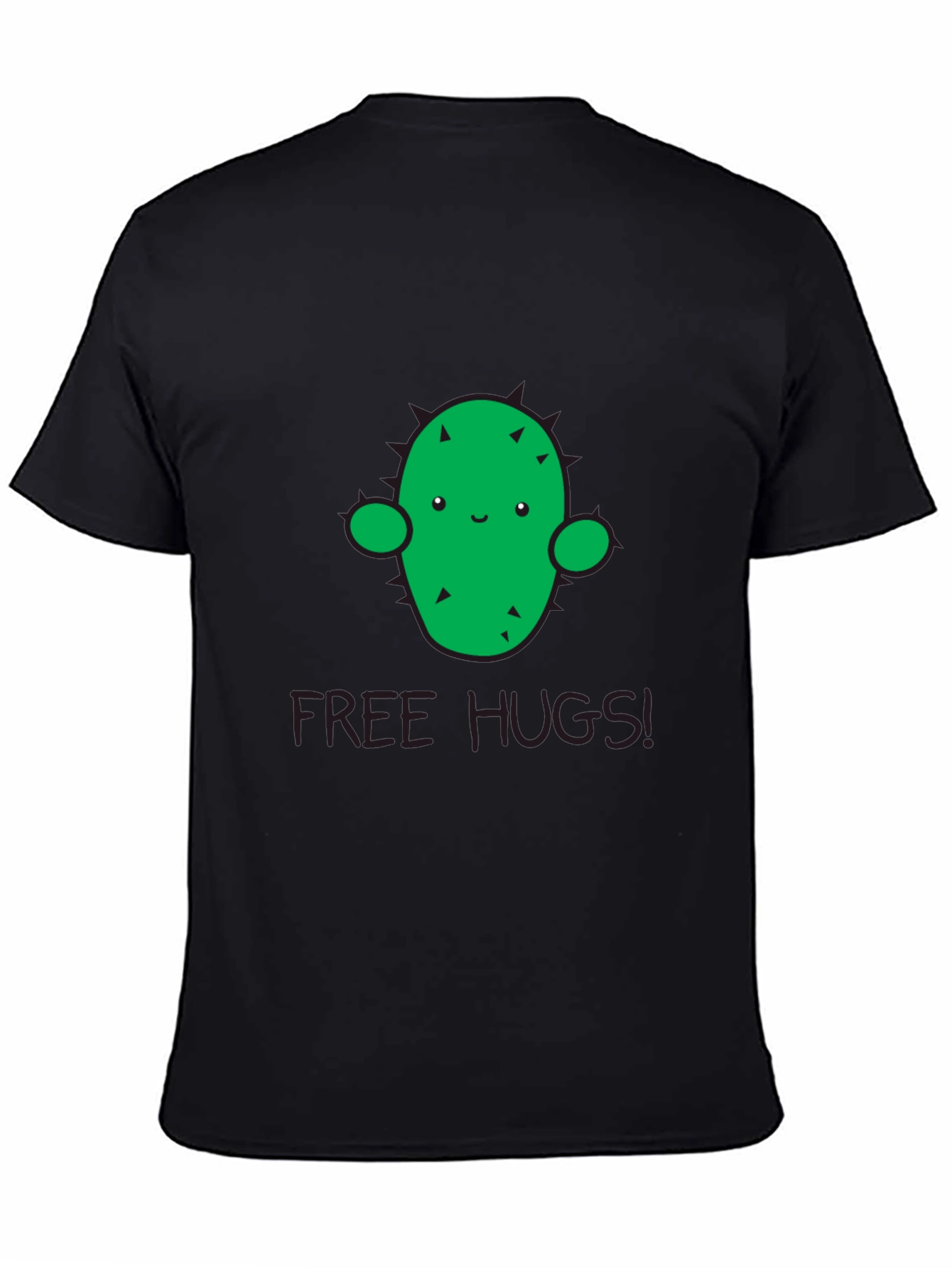 Black Cute Cactus 'Free Hugs' Graphic T-Shirt - Unisex view 4