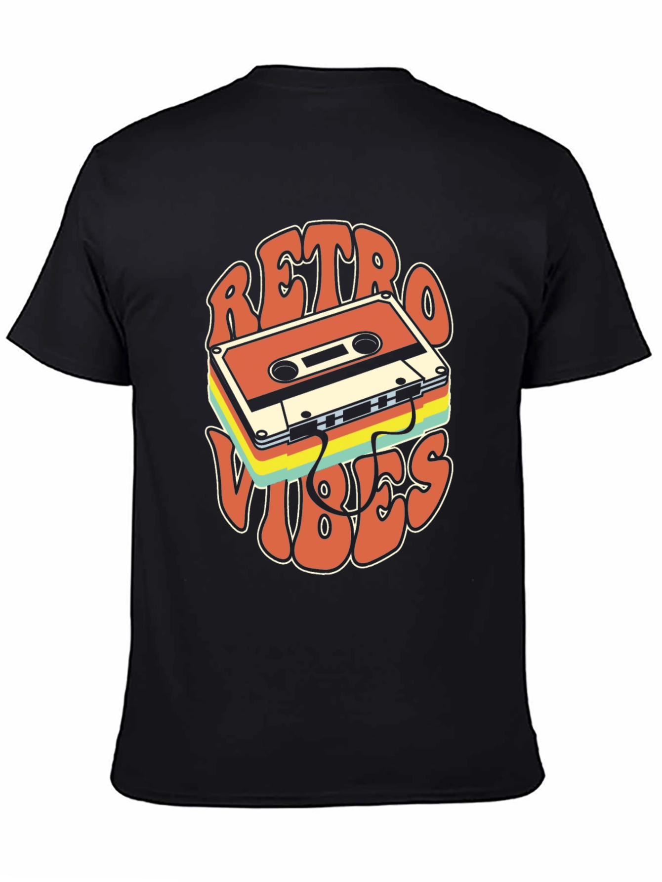 Black Retro Vibes Cassette T-Shirt view 4