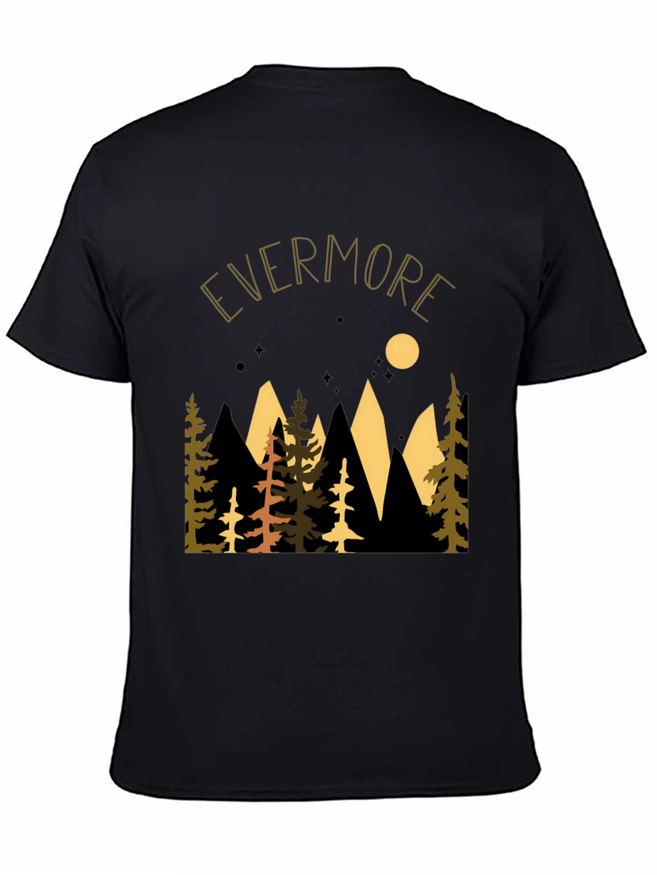 Black Evermore Forest Graphic Tee - Nature Inspired Unisex T-Shirt view 4