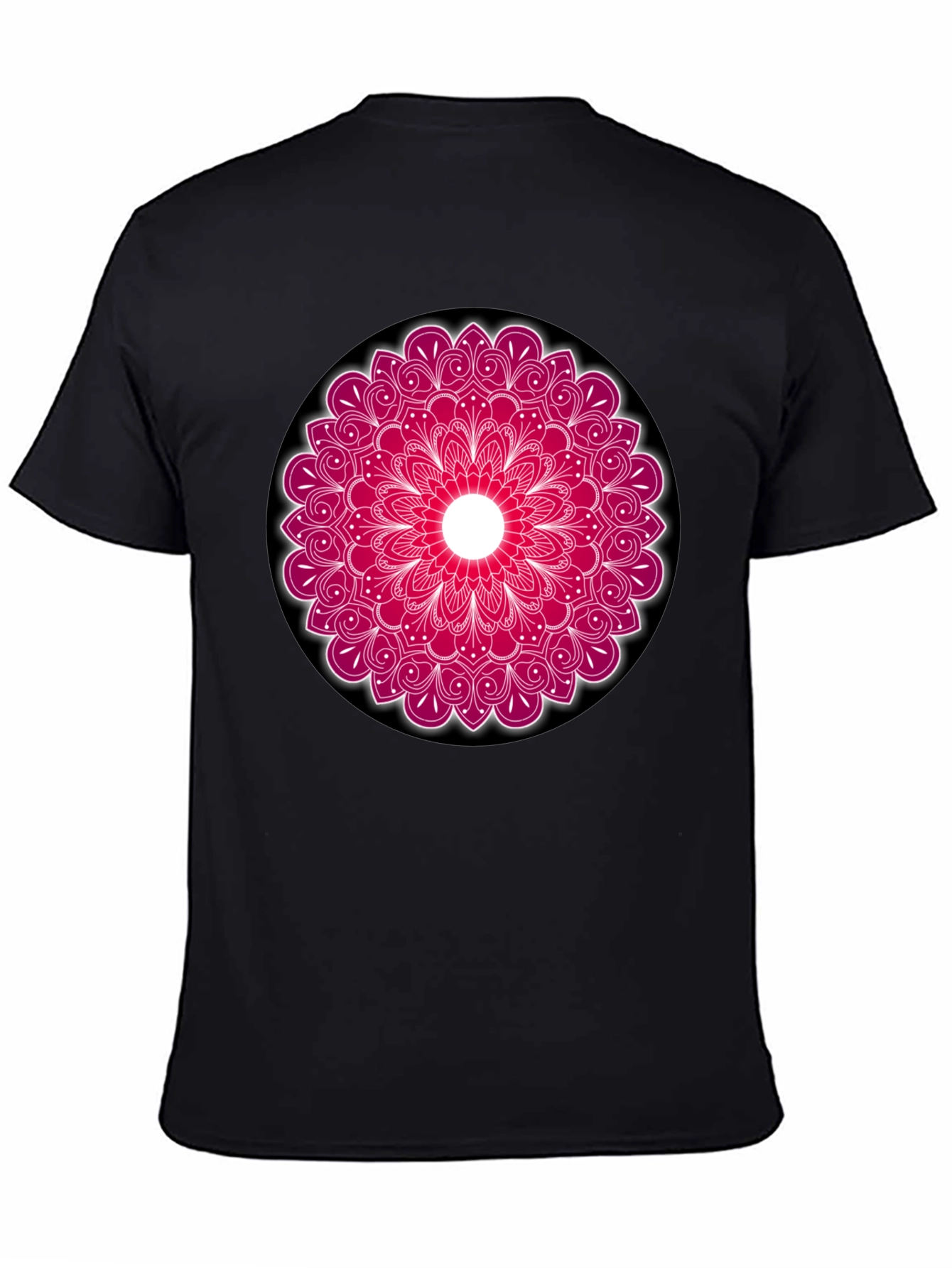 Black Mandala Print Crew Neck T-Shirt view 4