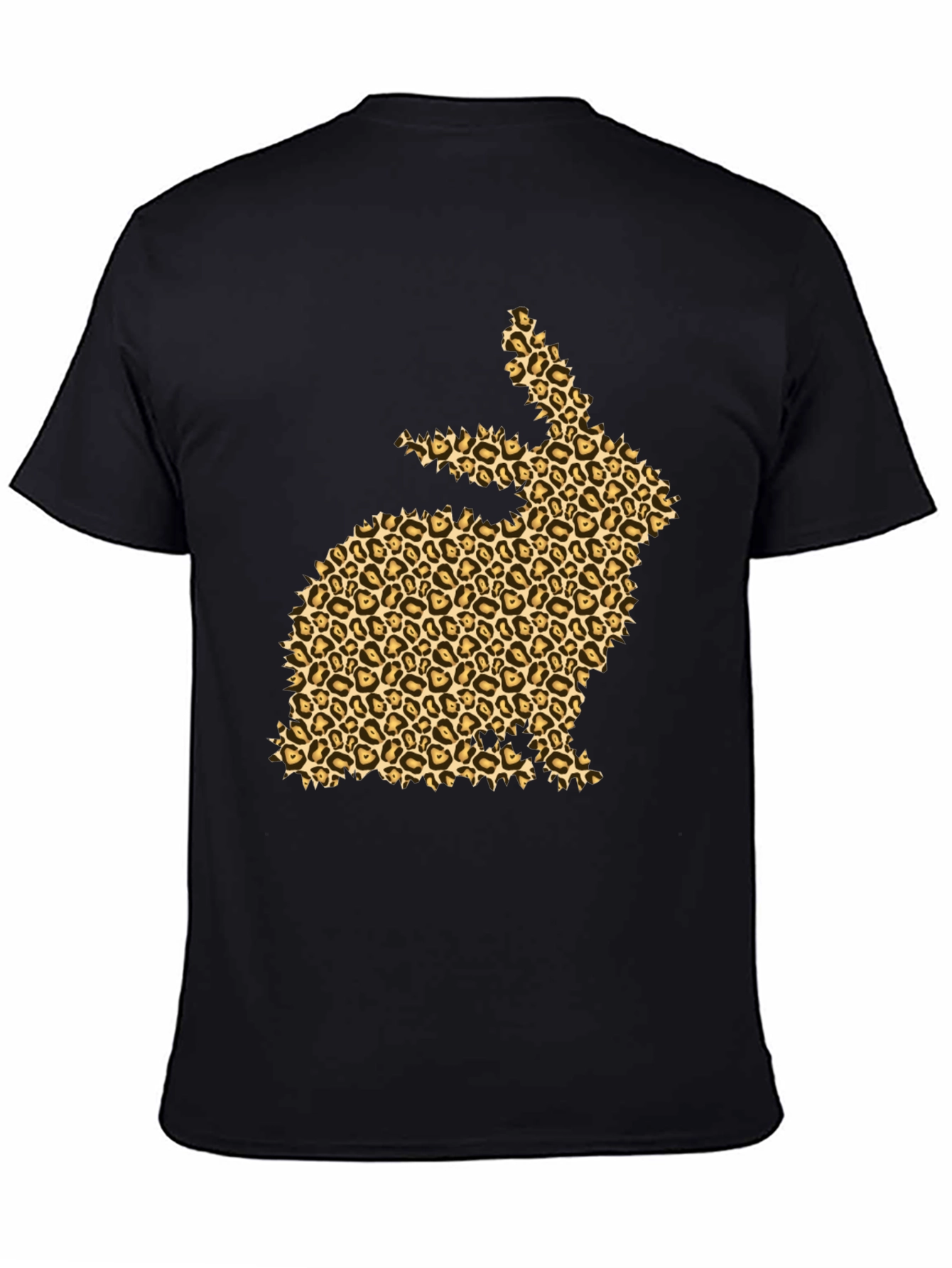 Black Leopard Print Bunny Black T-Shirt view 4