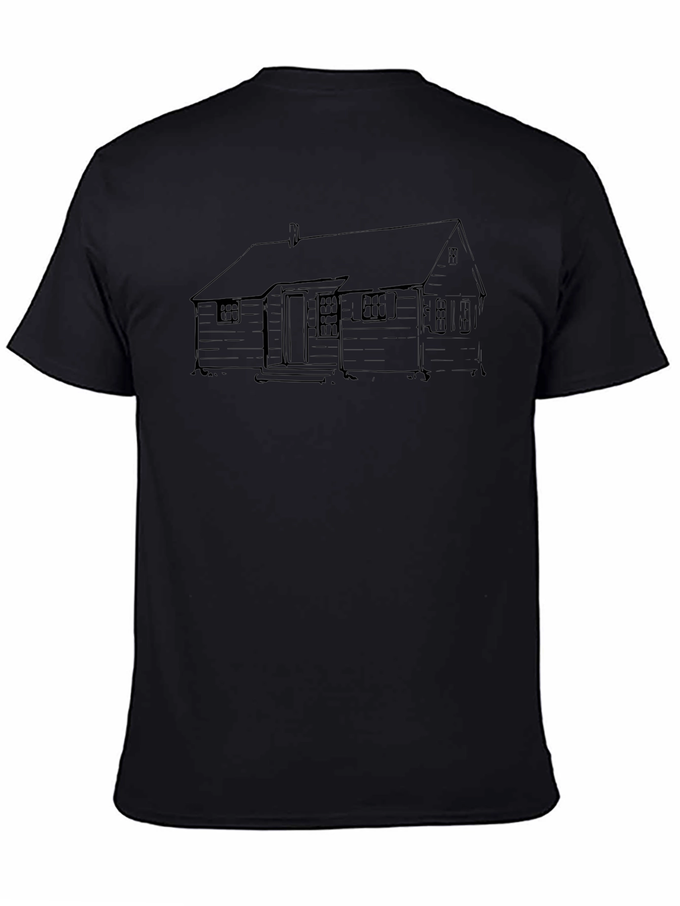 Black House Sketch Black T-Shirt view 4