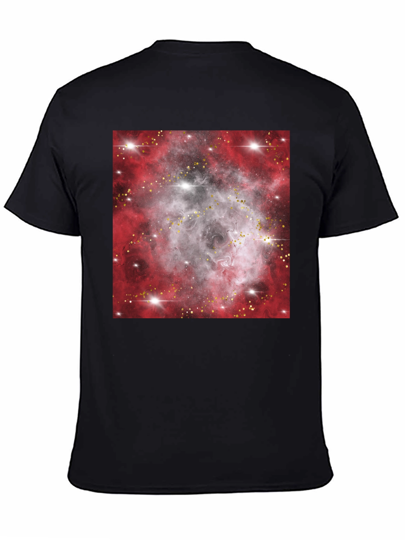 Black Galaxy Nebula Print Black T-Shirt view 4