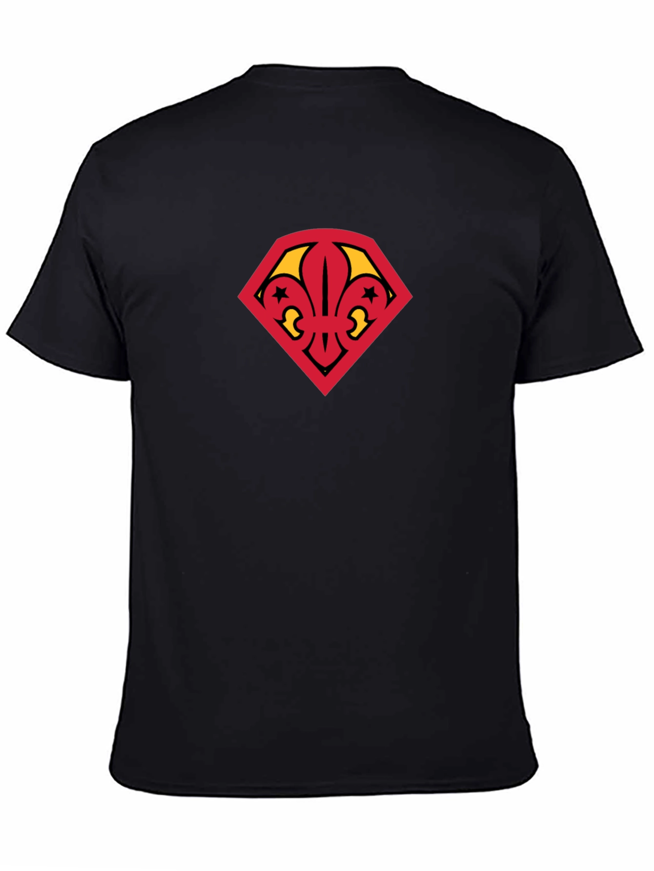 Black Fleur-de-lis Symbol Graphic Black T-Shirt view 4