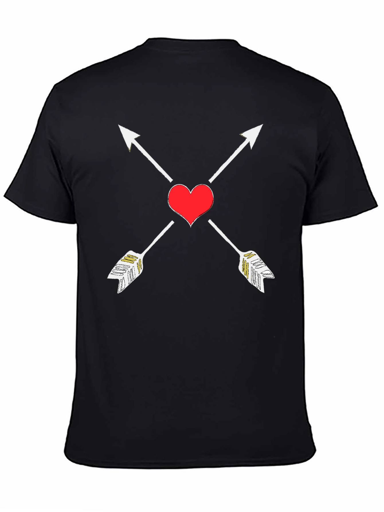 Black Heart Arrow Graphic Tee - Black Cotton T-Shirt view 4